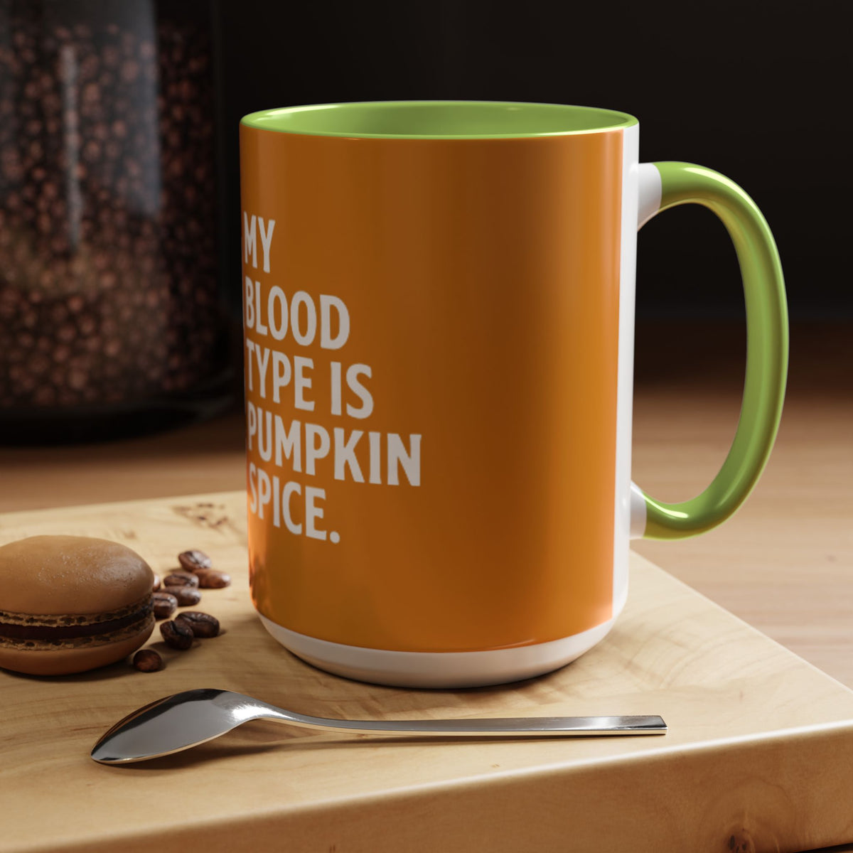Pumpkin Spice Skull Coffee Mug — “My Blood Type Is Pumpkin Spice” Accent Mug