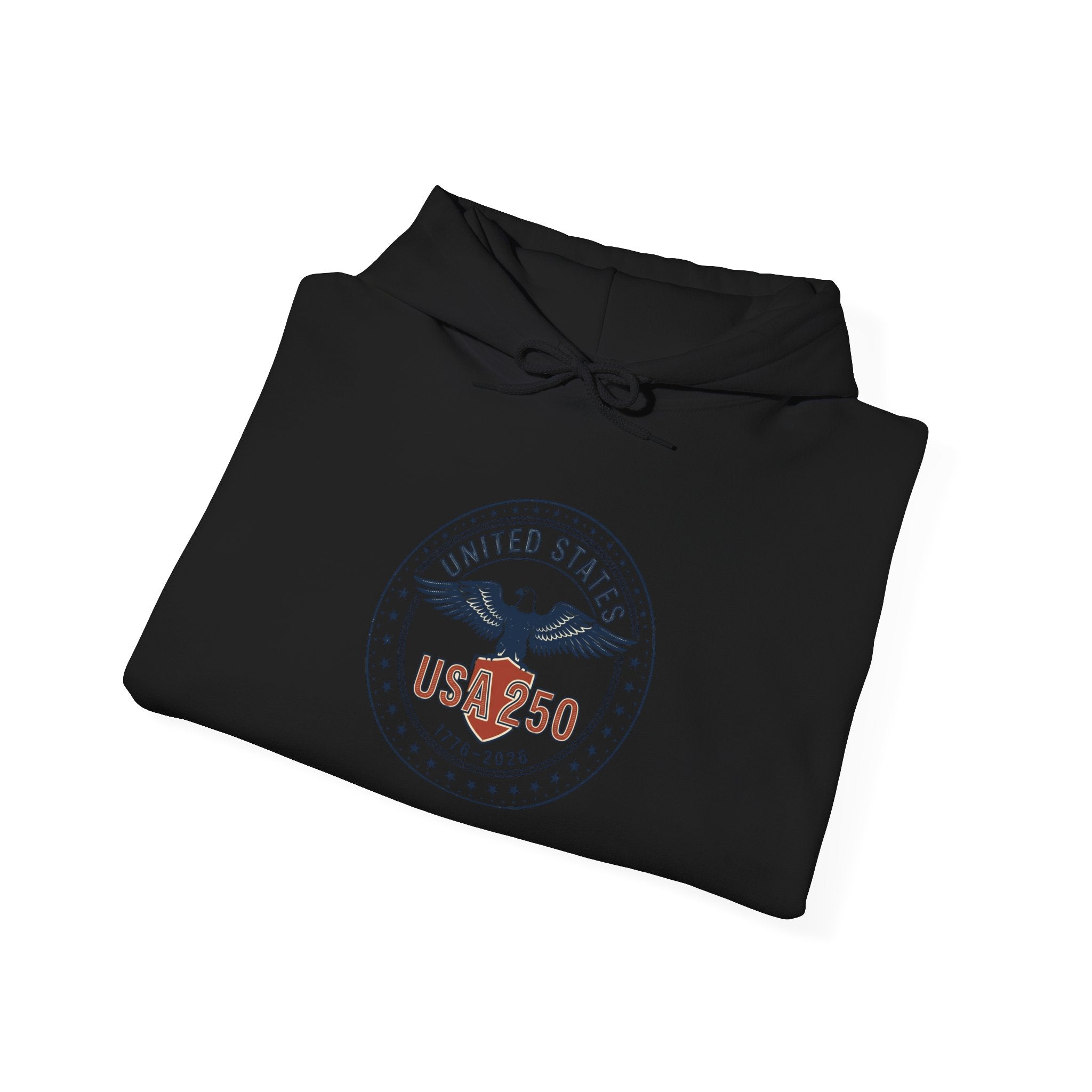 USA 250th Birthday Hoodie - 250 Years Patriotic Emblem, Independence Day Celebration