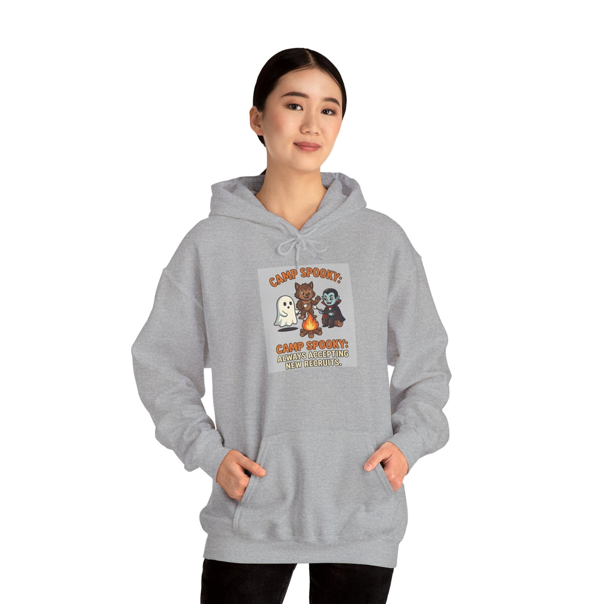 Halloween Camp Ghost Hoodie — "Camp Spooky" Cute Ghosts & Bonfire Sweatshirt