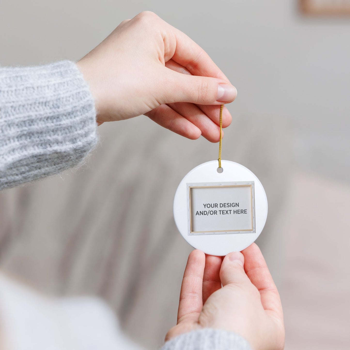 Design Your Way!  Custom Ceramic Ornament - Personalized Photo & Text Holiday Decoration