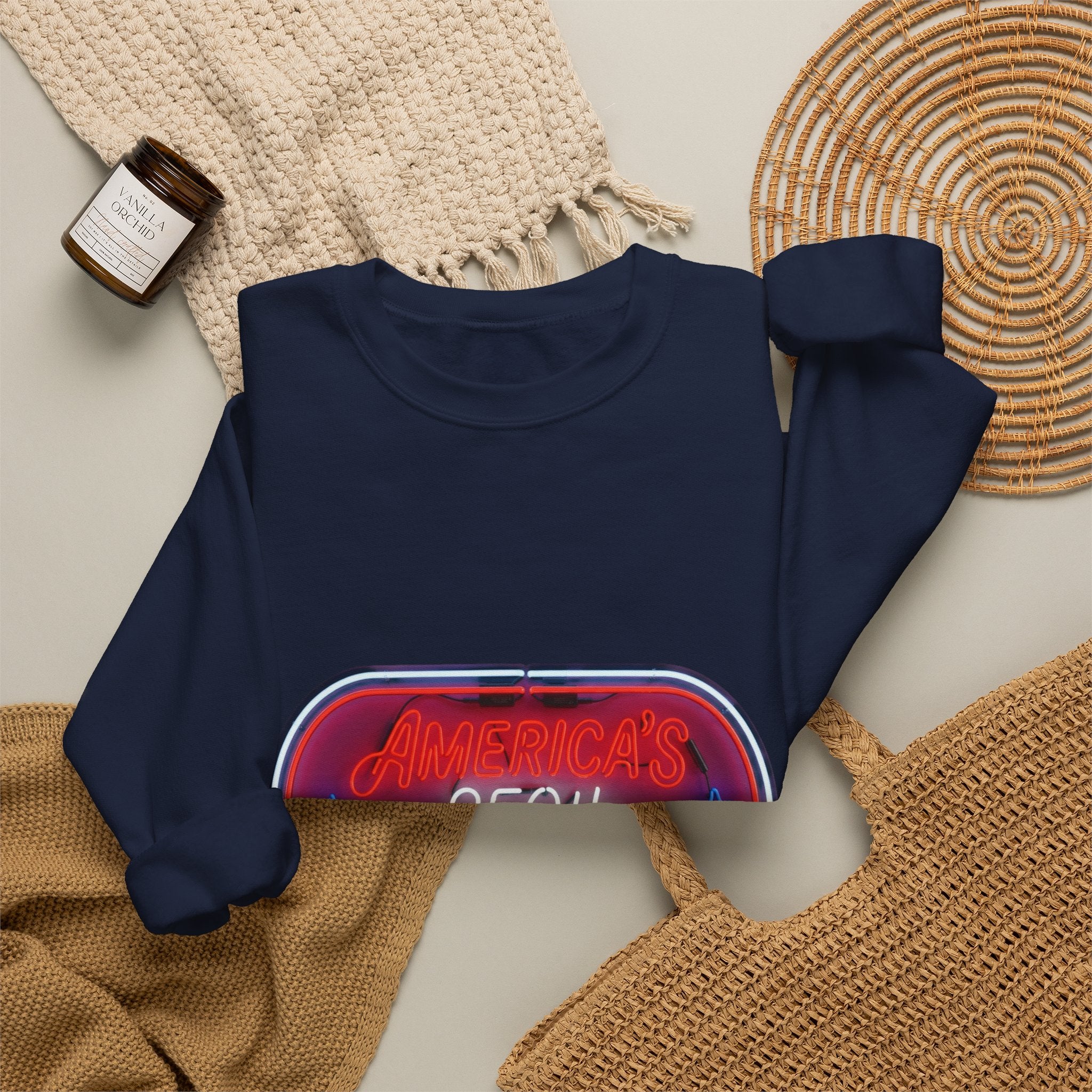 250th Birthday Neon Sign Crewneck Sweatshirt