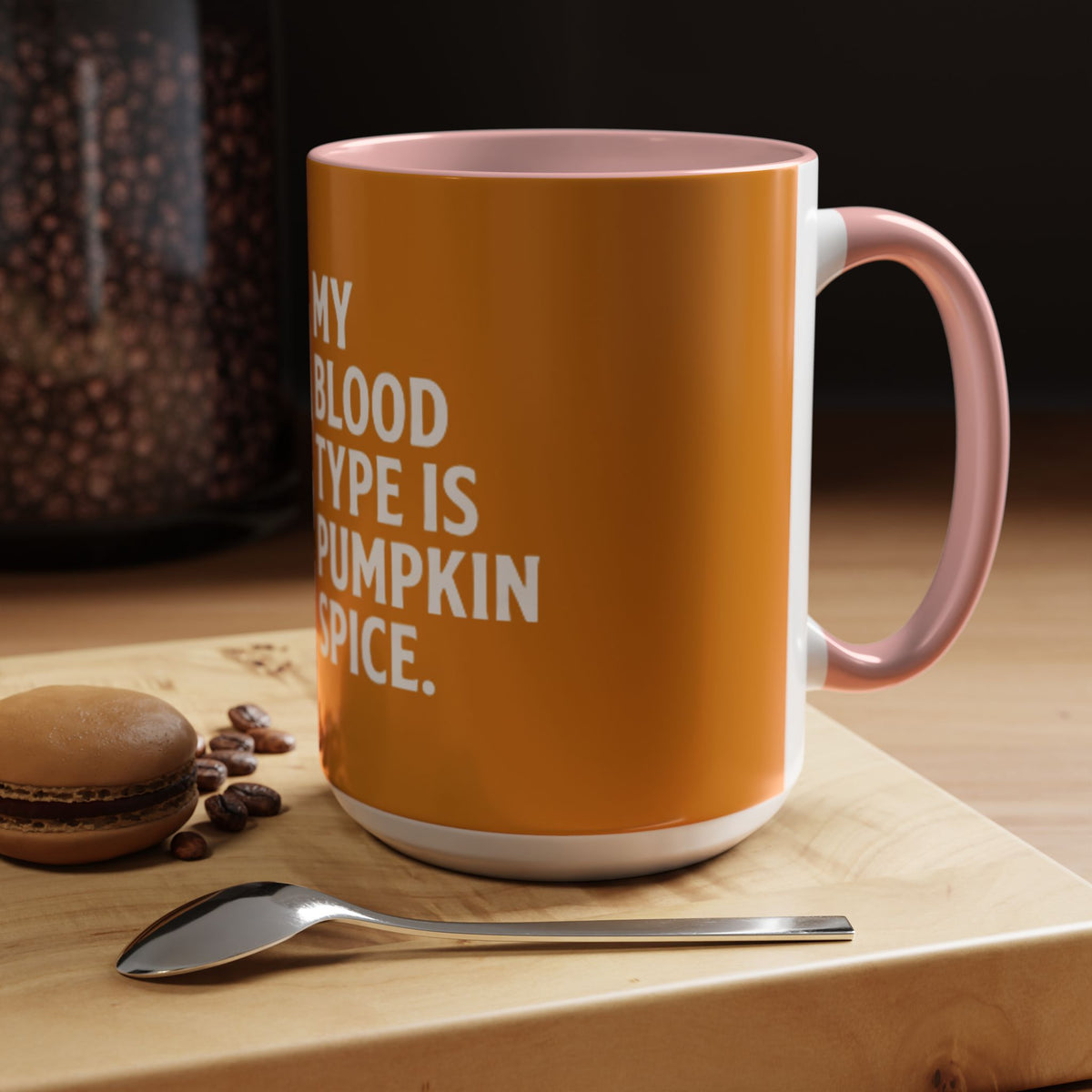 Pumpkin Spice Skull Coffee Mug — “My Blood Type Is Pumpkin Spice” Accent Mug
