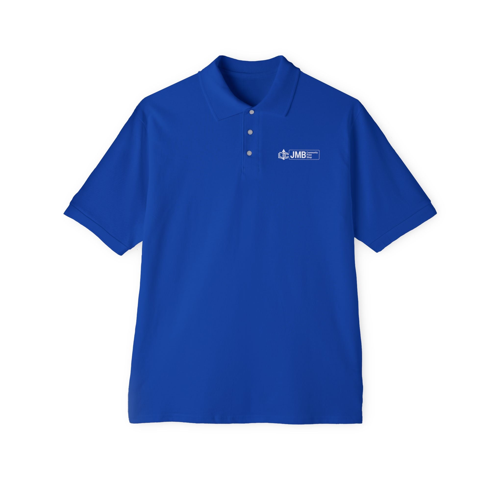 Classic Embroidered Logo Polo with JMB Community Print Shop Logo — Men's Piqué Polo