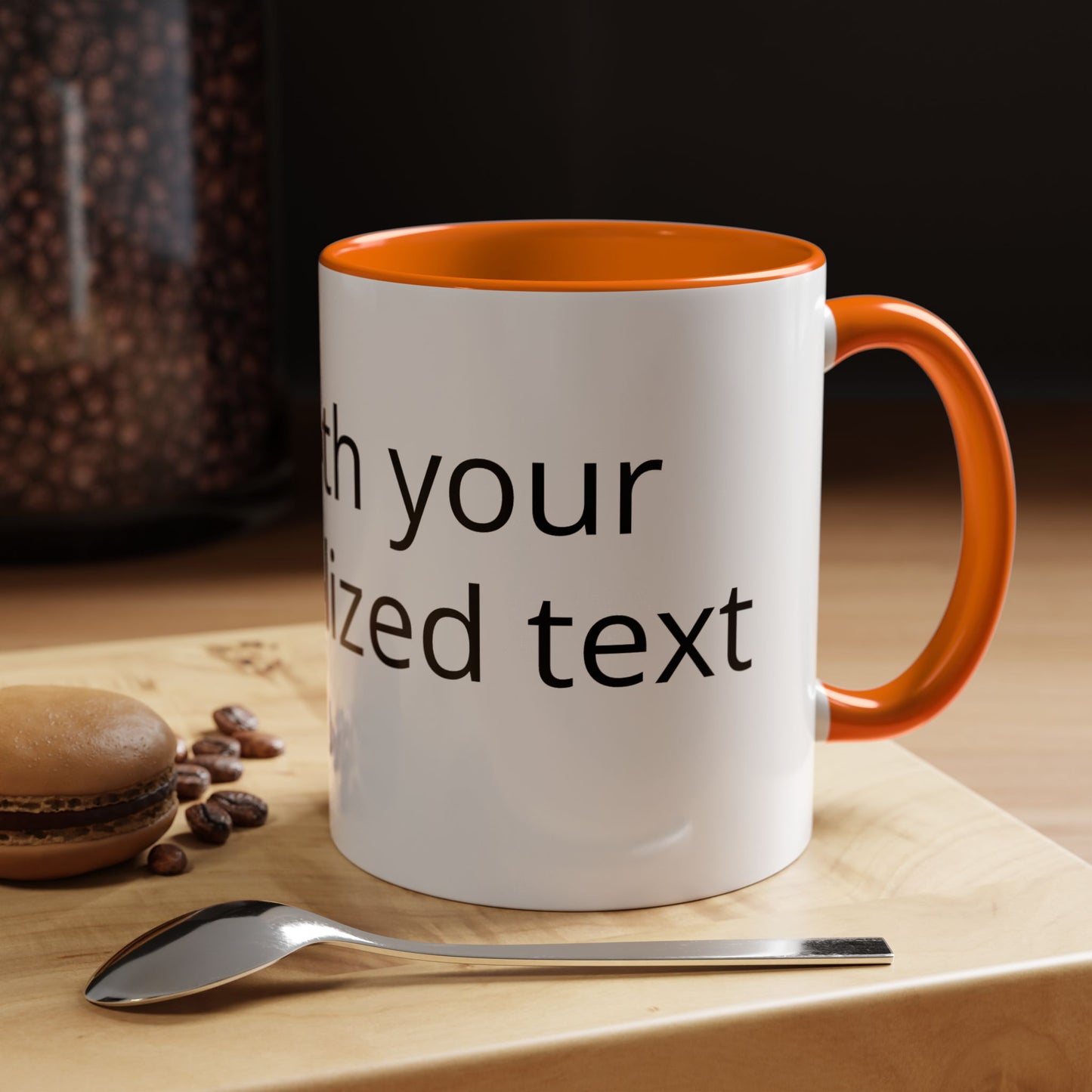 Personalized Accent Coffee Mug — Custom Text Black-Trim 11/15oz