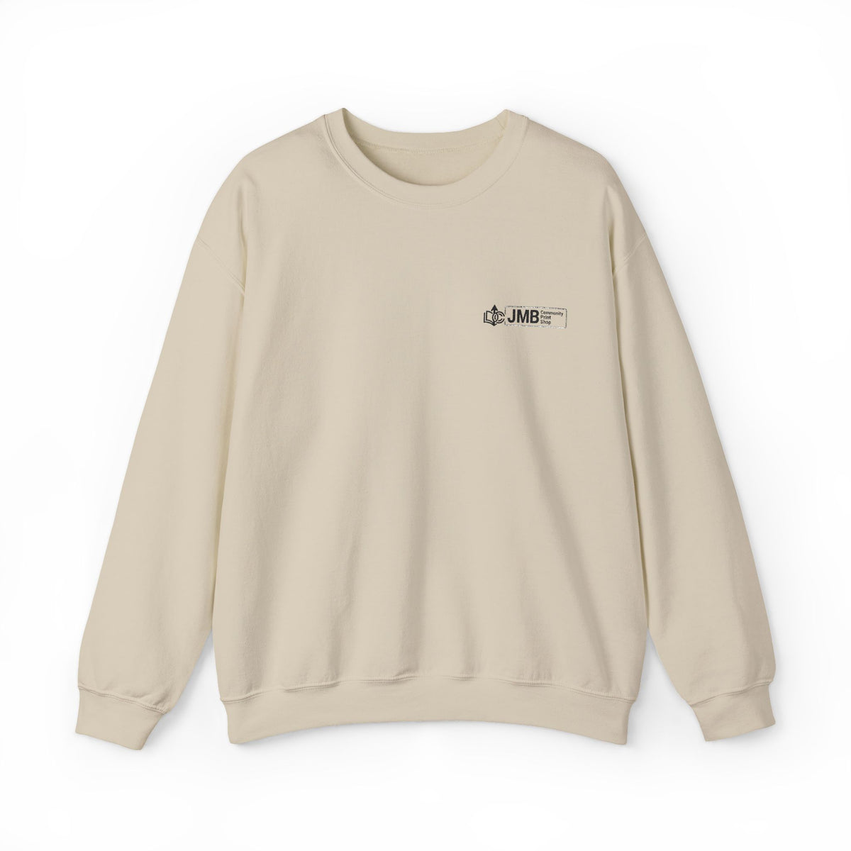 JMB Community Print Shop Embroidered Crewneck Sweatshirt — Logo Chest Design