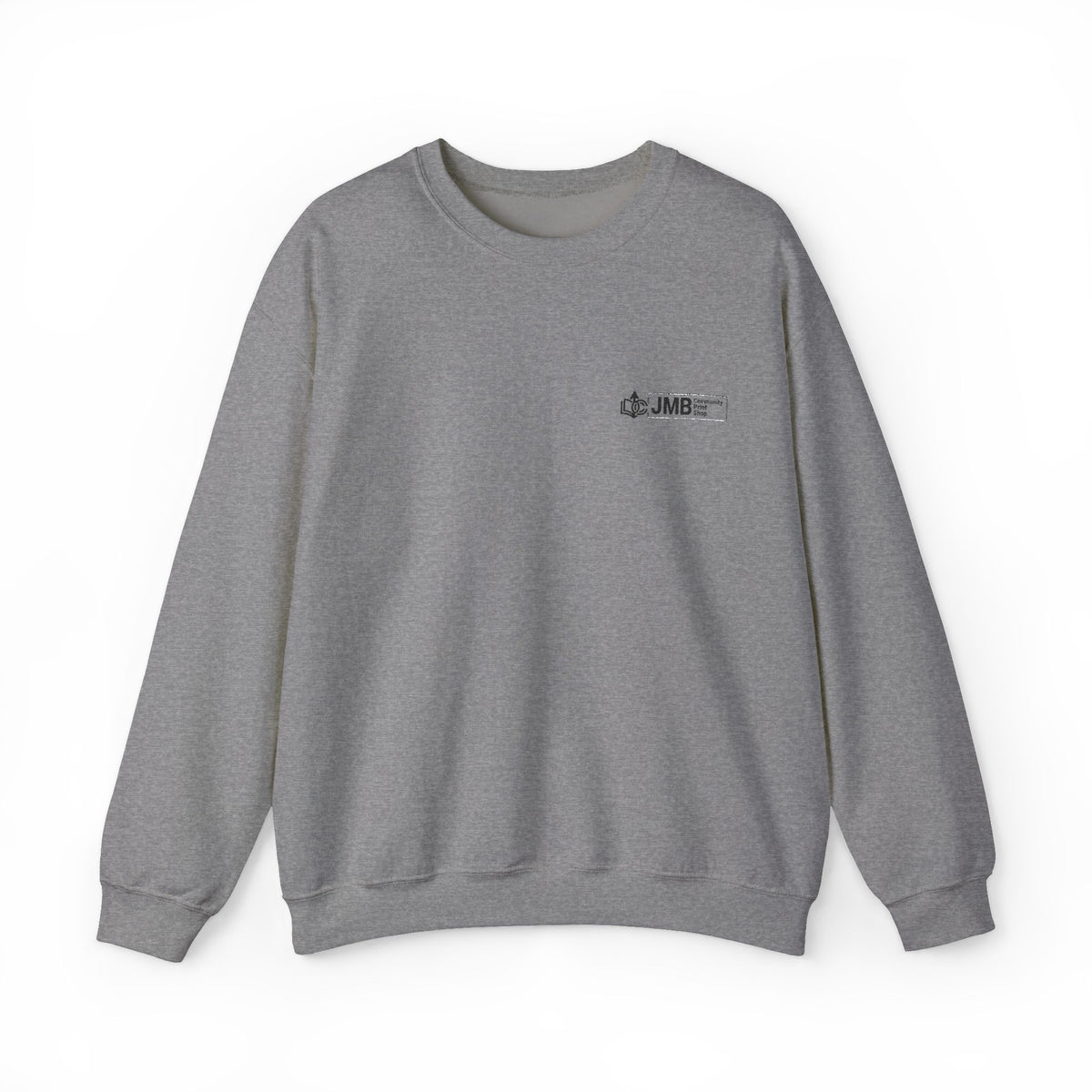JMB Community Print Shop Embroidered Crewneck Sweatshirt — Logo Chest Design