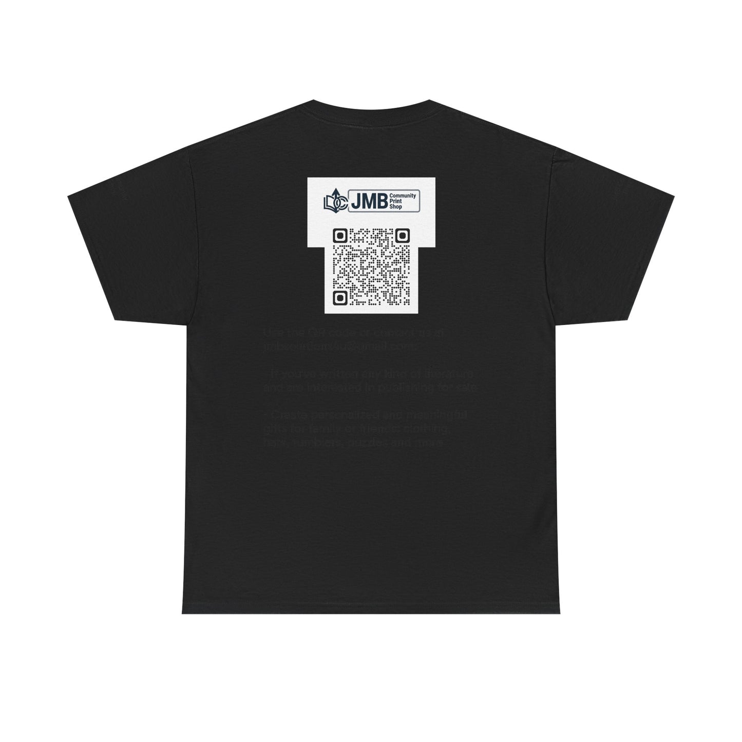 JMB Community Print Shop Logo Tee — Personalized Print & New Authors Promotional T‑Shirt