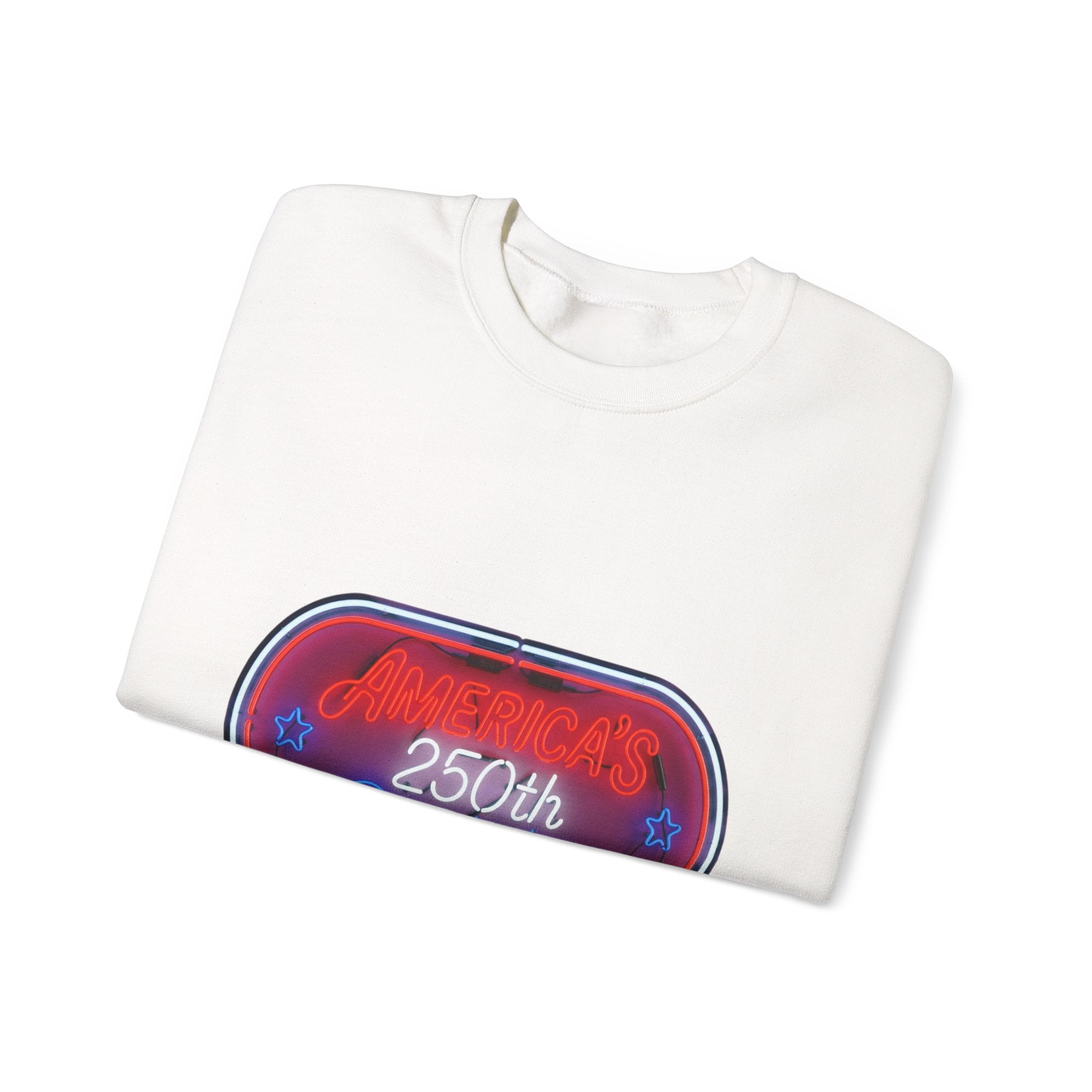 250th Birthday Neon Sign Crewneck Sweatshirt