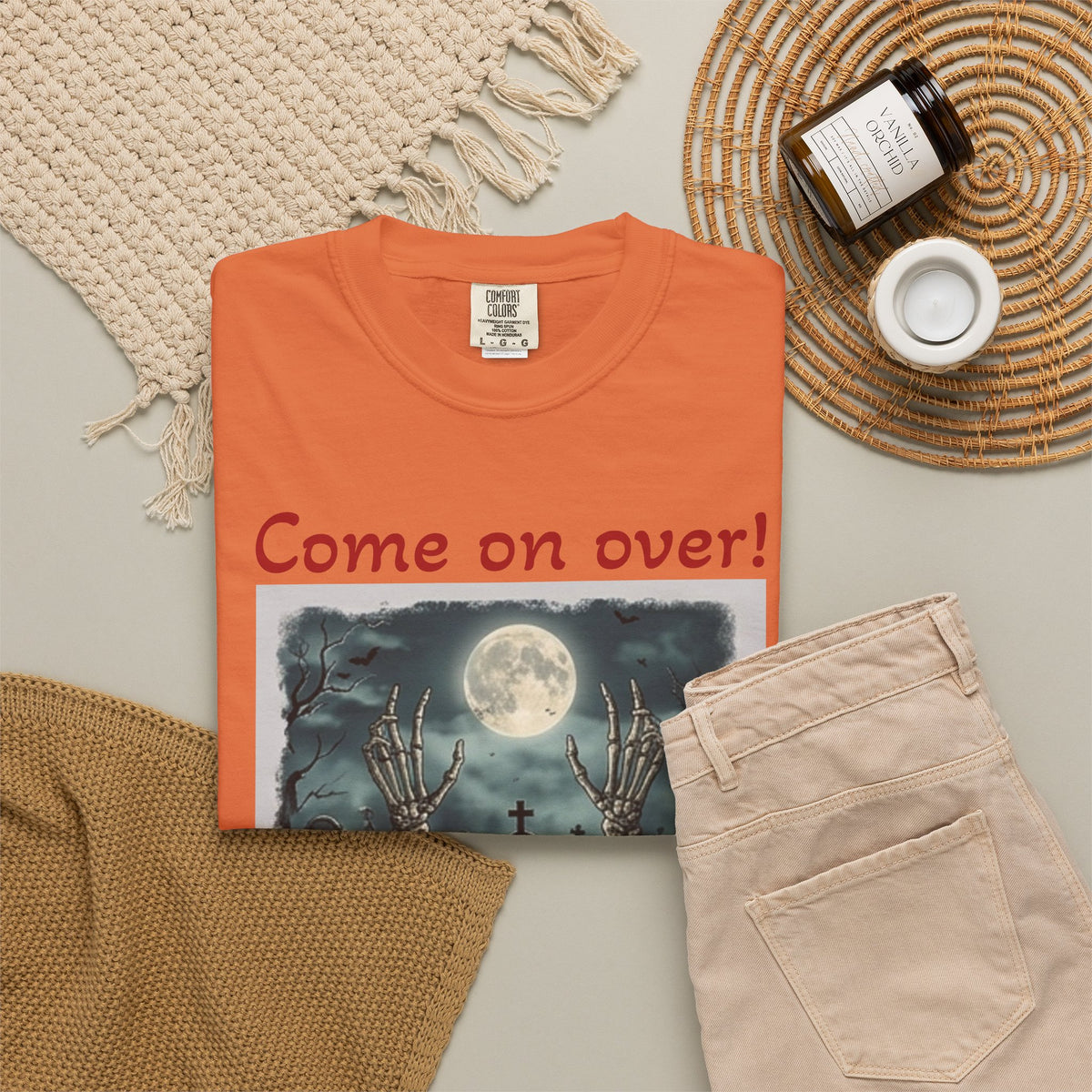 Come On Over! Funny Halloween T-Shirt — “My friends are dying to eat you, I mean, meet you.”