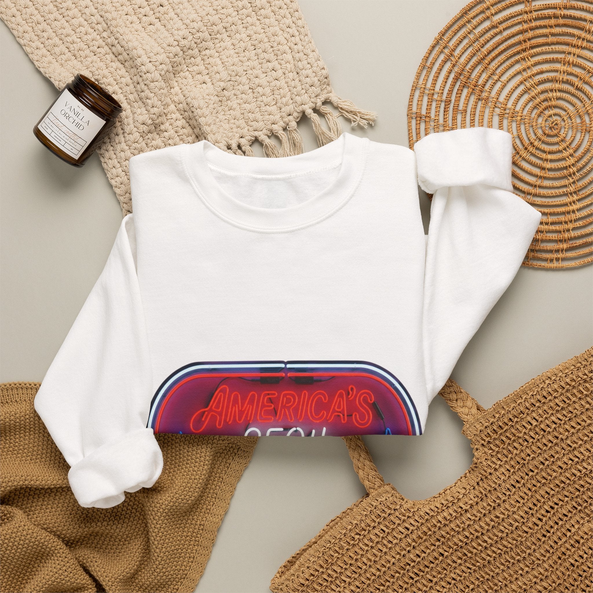 250th Birthday Neon Sign Crewneck Sweatshirt