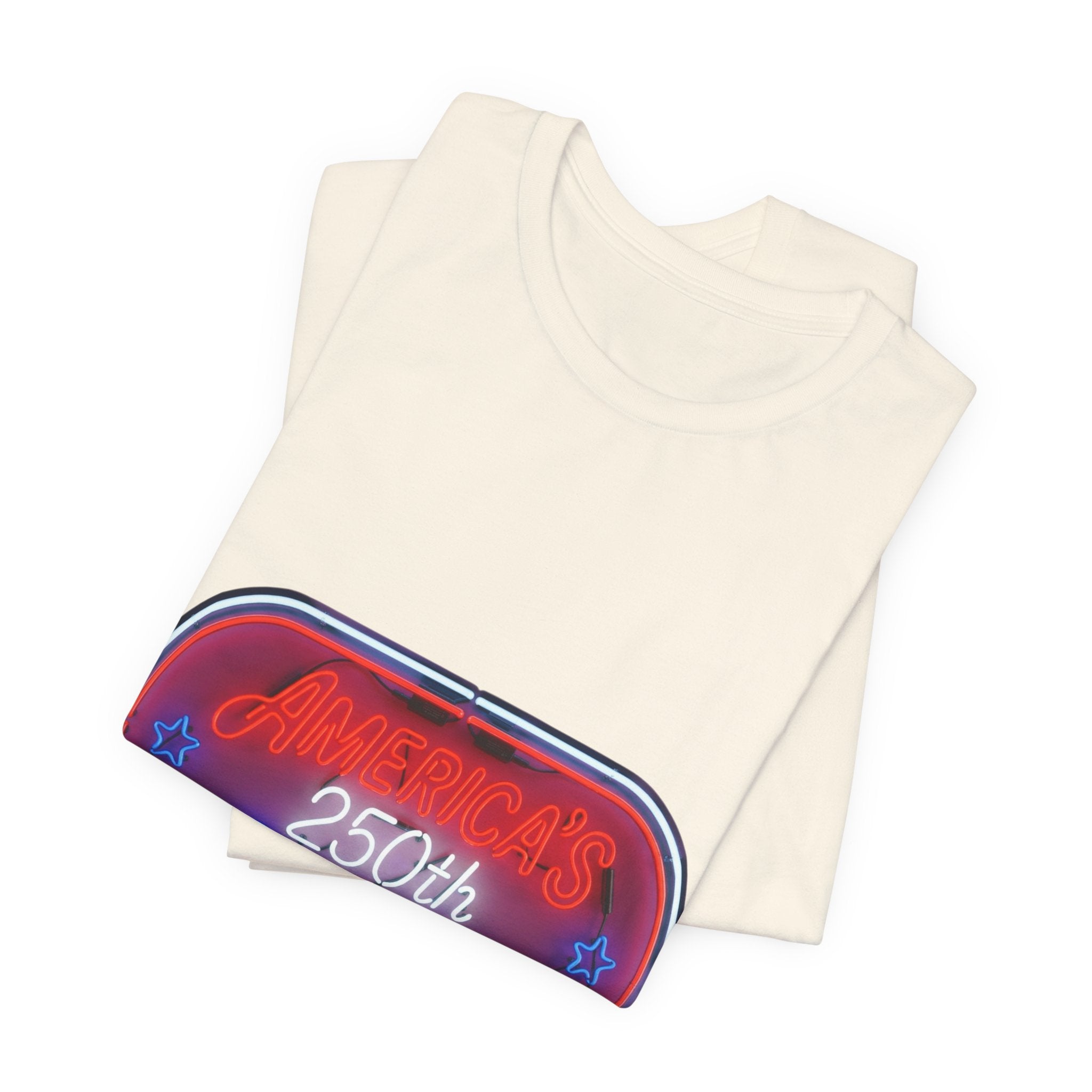 250th Birthday Neon Sign Tee — Retro Birthday Graphic T-Shirt