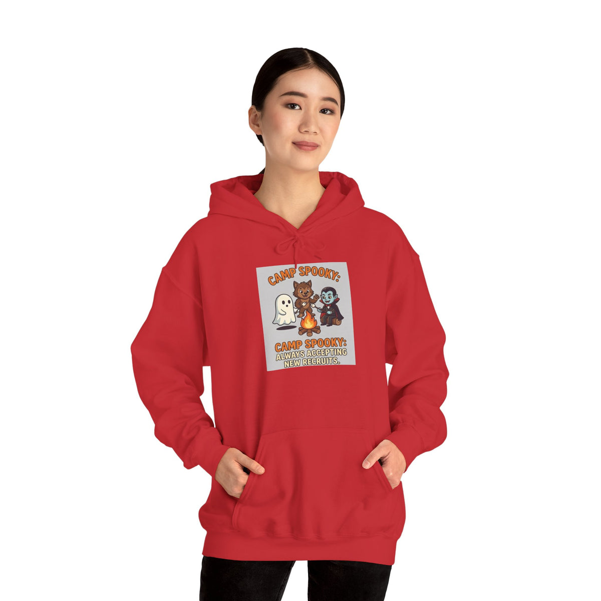 Halloween Camp Ghost Hoodie — "Camp Spooky" Cute Ghosts & Bonfire Sweatshirt