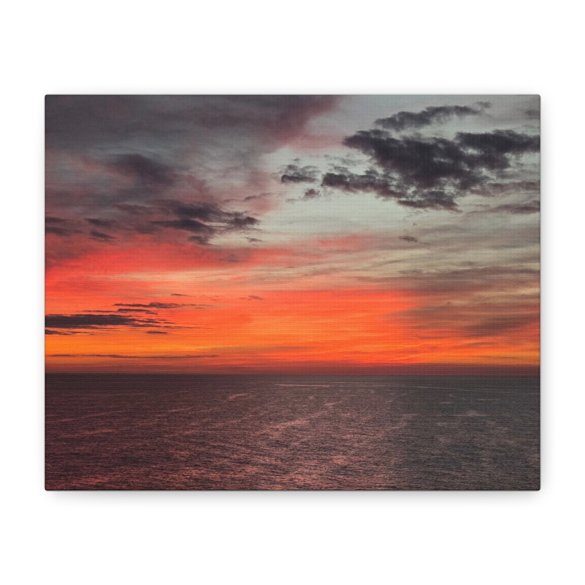 Dramatic Ocean Sunset Matte Canvas Print — 10"x8" Wall Art with 1.25" Pine Frame