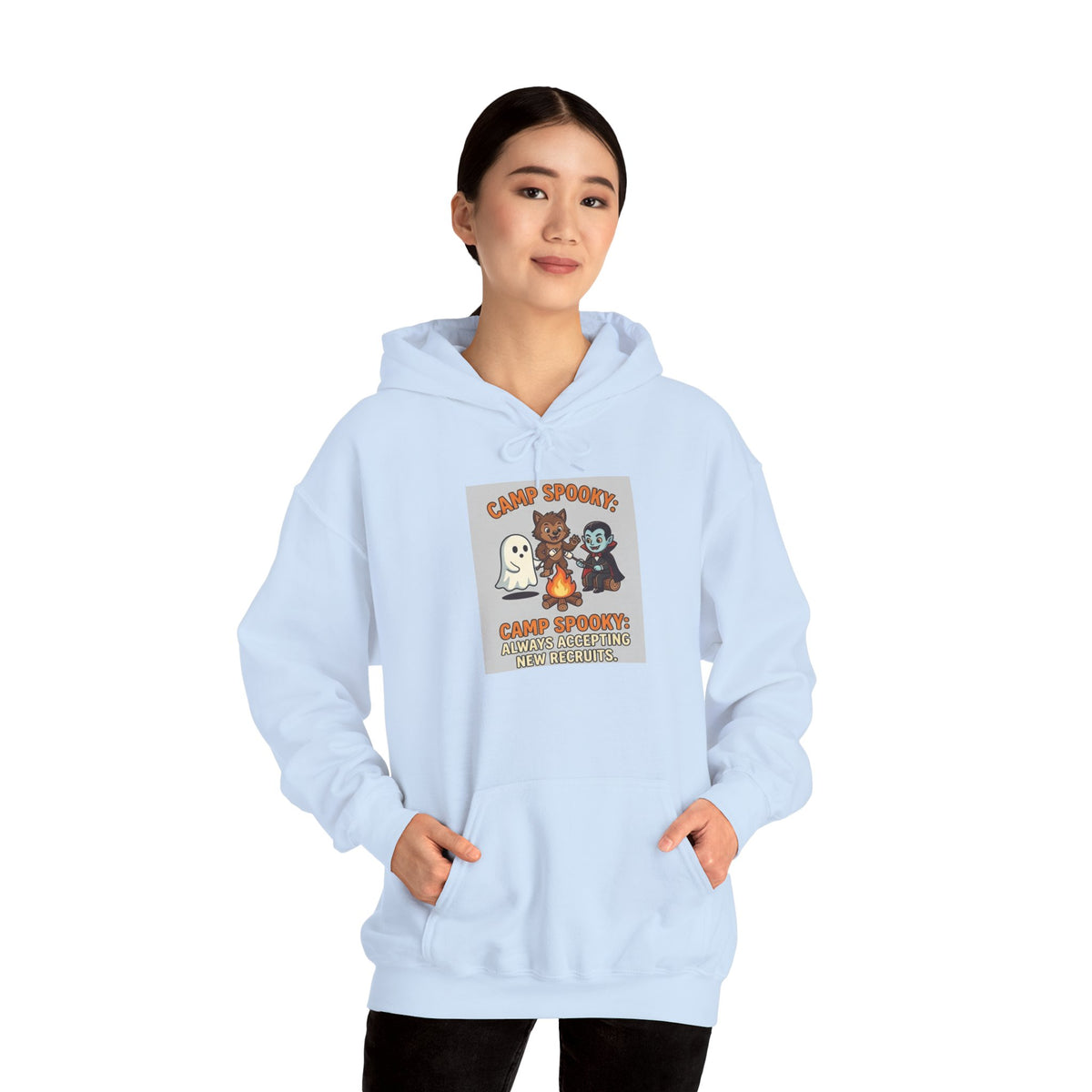 Halloween Camp Ghost Hoodie — "Camp Spooky" Cute Ghosts & Bonfire Sweatshirt