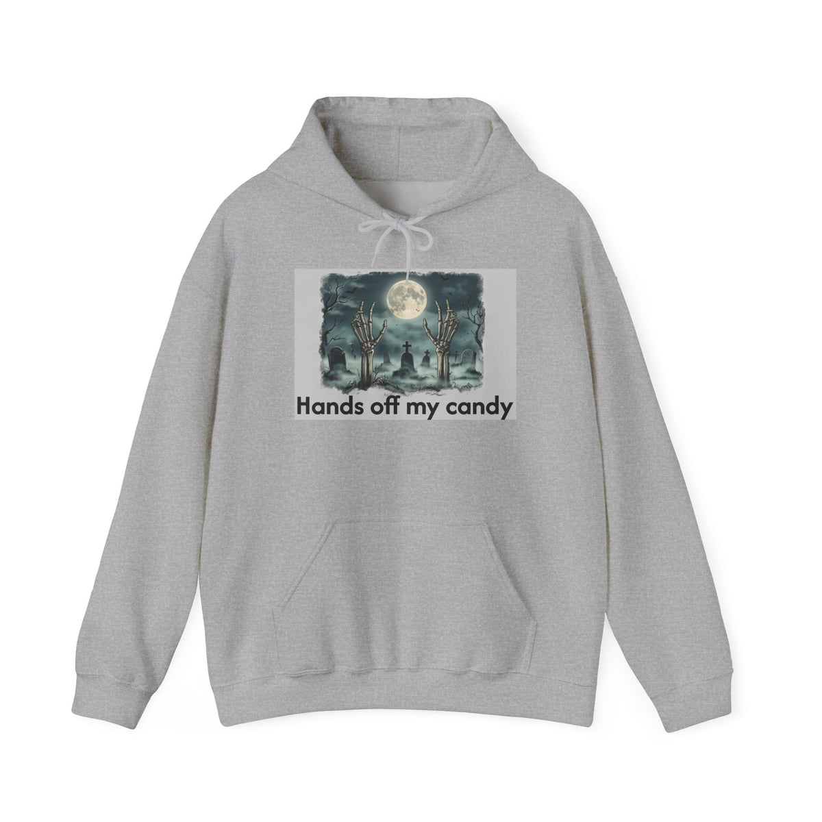 Hoodie — 'Hands Off My Candy' Halloween Moonlit Graveyard Graphic