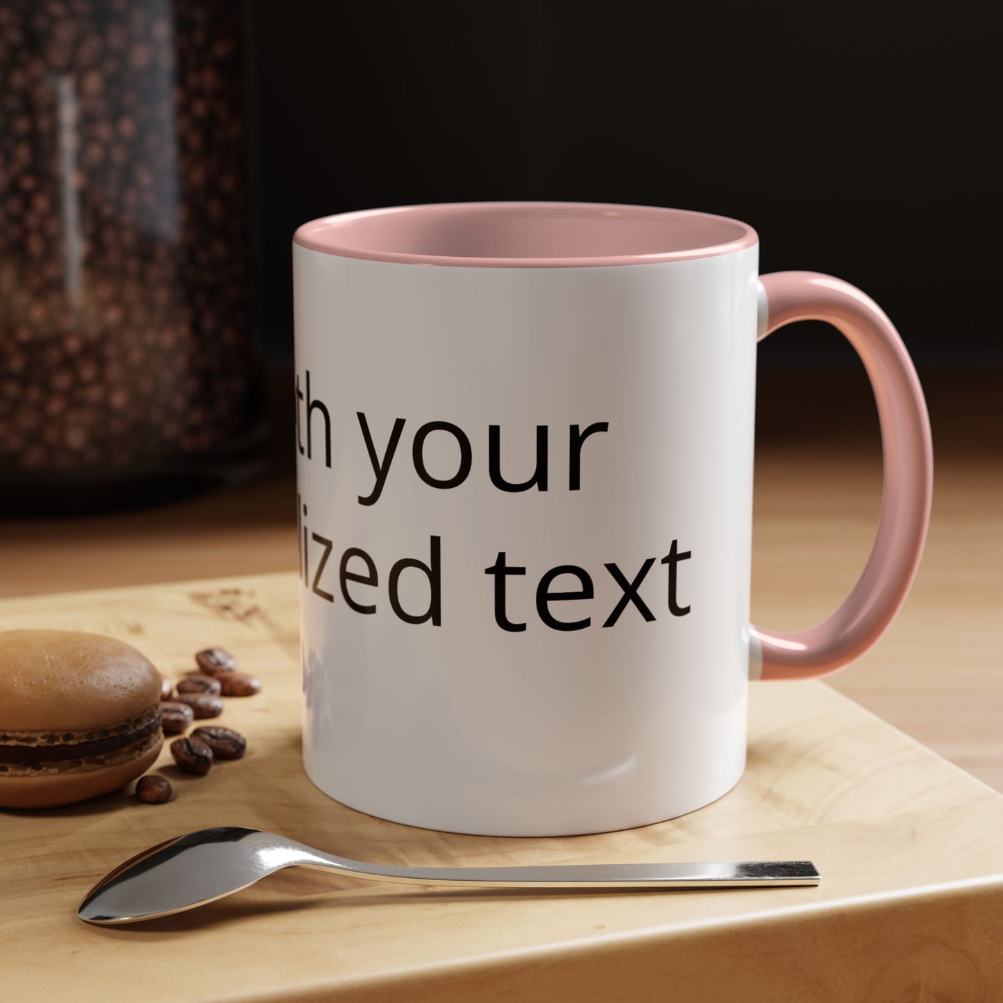 Personalized Accent Coffee Mug — Custom Text Black-Trim 11/15oz