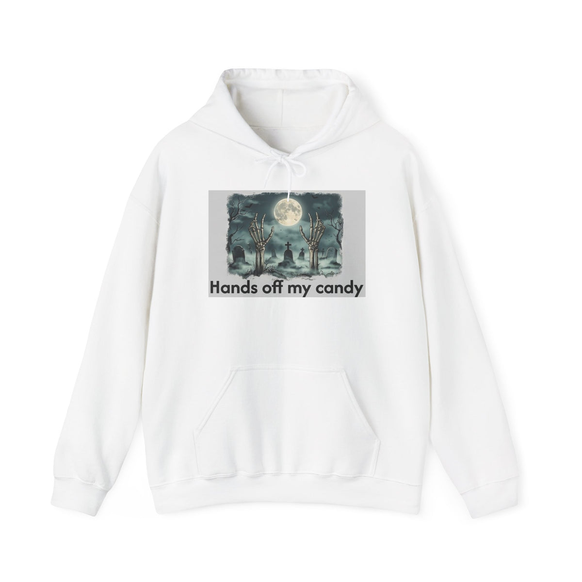 Hoodie — 'Hands Off My Candy' Halloween Moonlit Graveyard Graphic
