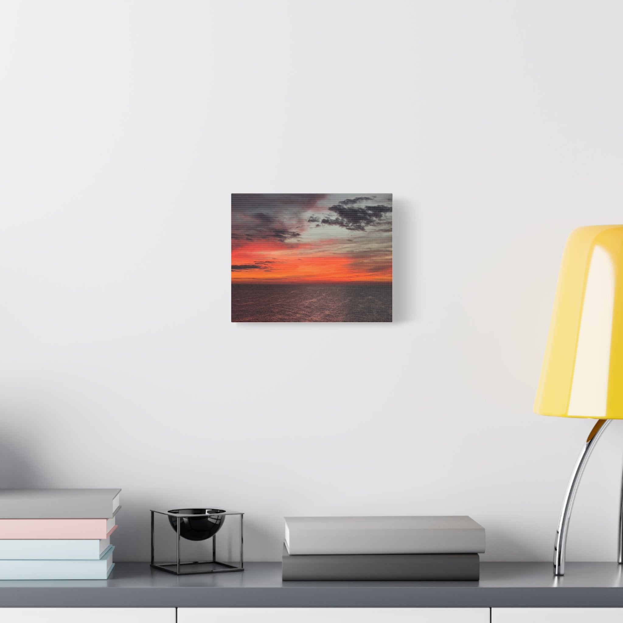 Dramatic Ocean Sunset Matte Canvas Print — 10"x8" Wall Art with 1.25" Pine Frame
