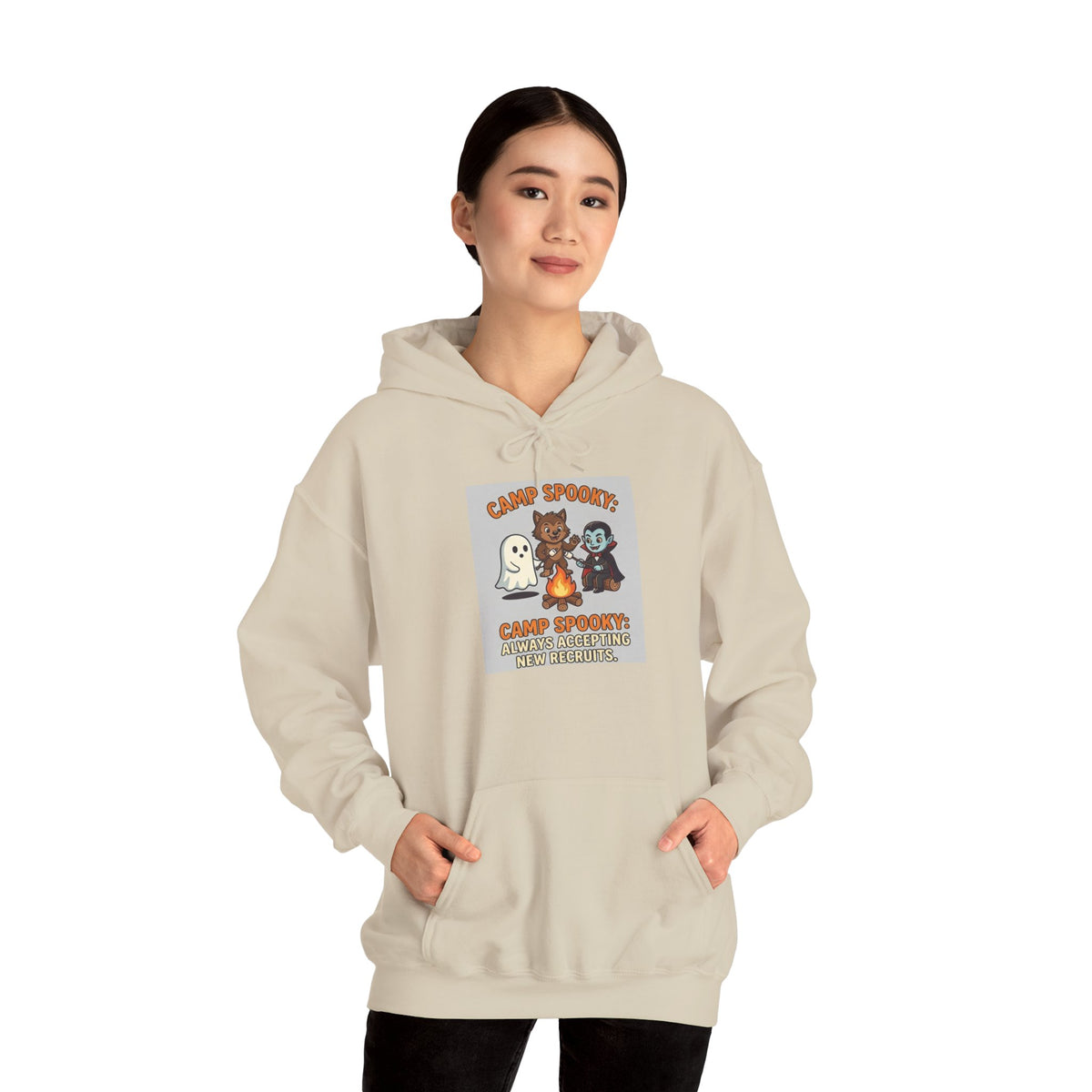 Halloween Camp Ghost Hoodie — "Camp Spooky" Cute Ghosts & Bonfire Sweatshirt