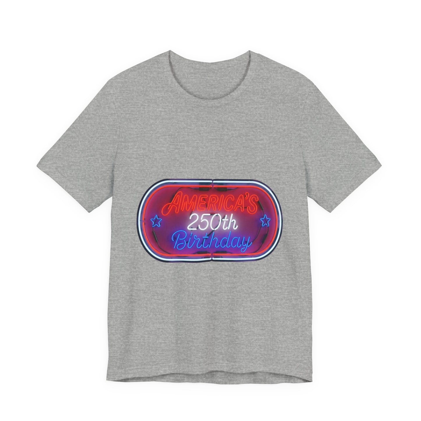 250th Birthday Neon Sign Tee — Retro Birthday Graphic T-Shirt