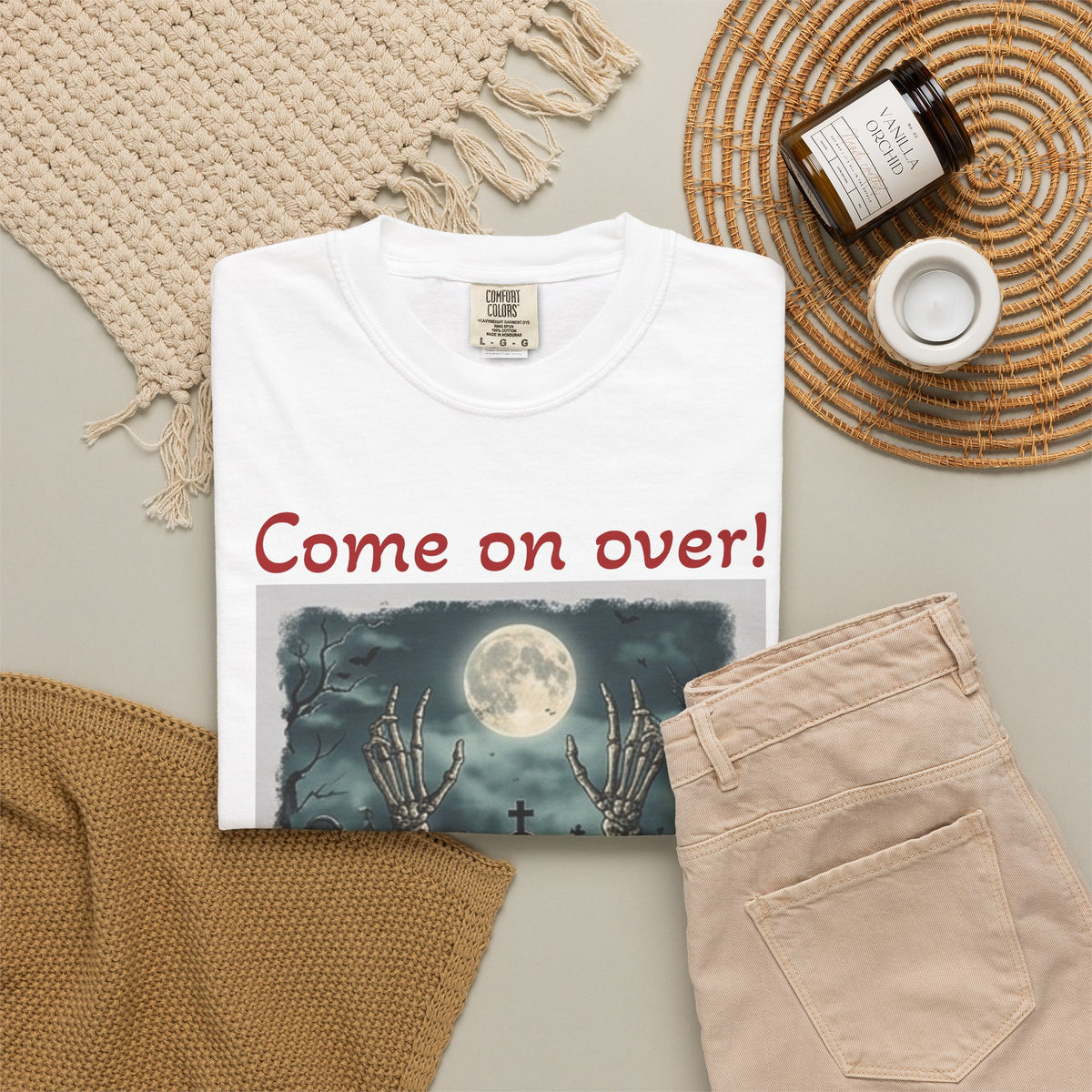 Come On Over! Funny Halloween T-Shirt — “My friends are dying to eat you, I mean, meet you.”