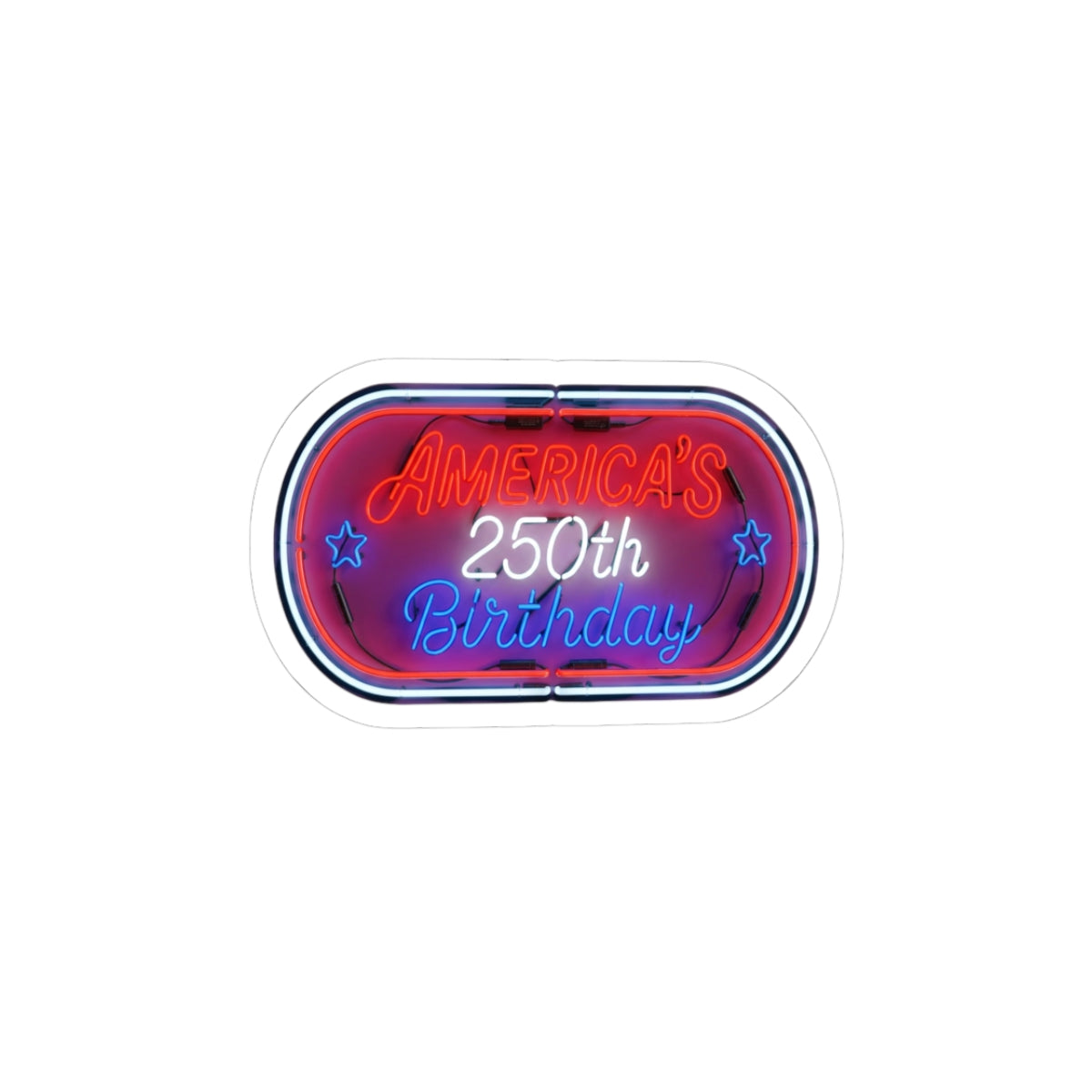America's 250th Birthday Sticker — Neon Patriotic Kiss-Cut Decal