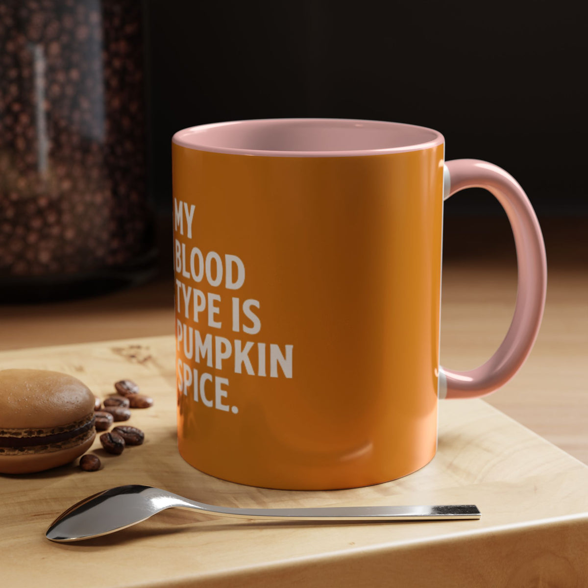 Pumpkin Spice Skull Coffee Mug — “My Blood Type Is Pumpkin Spice” Accent Mug