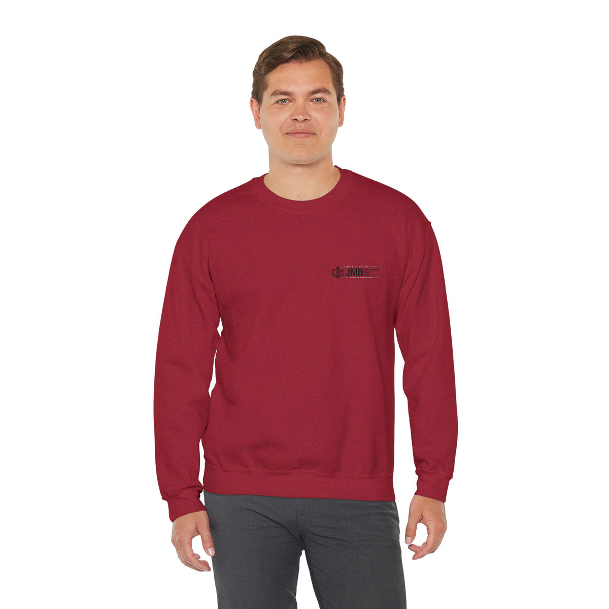 JMB Community Print Shop Embroidered Crewneck Sweatshirt — Logo Chest Design