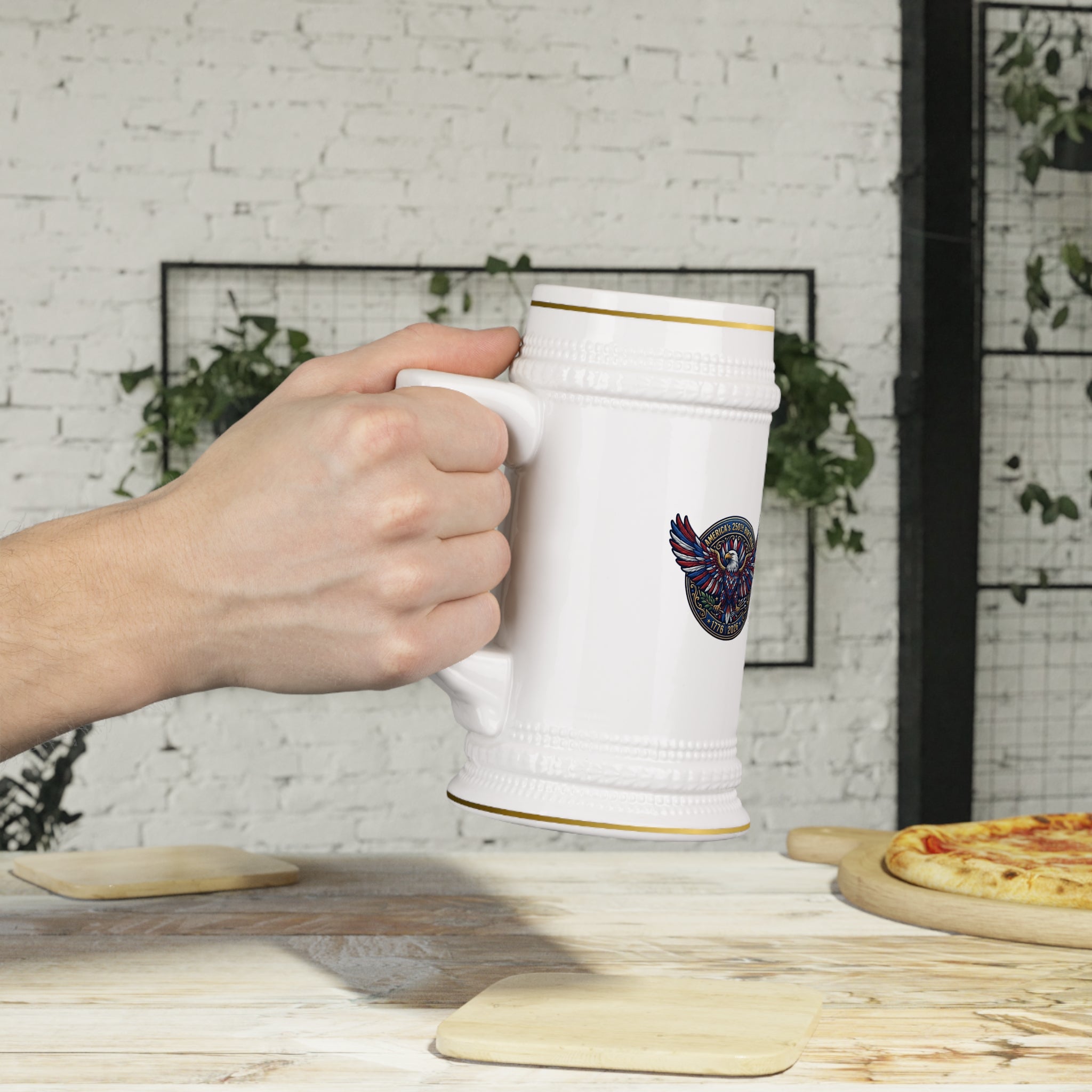 America's 250th Classic Beer Stein Mug – Patriotic Eagle Seal Vintage Bierkrug