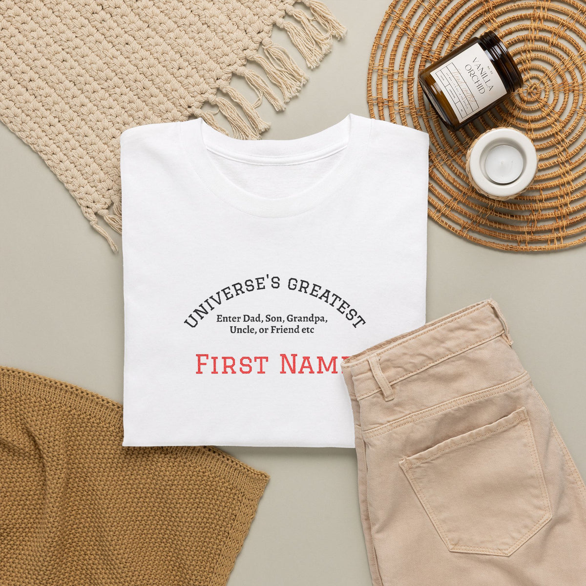 Embroidered "Universe's Greatest" Man - Dad, Son, Grandpa, Uncle or more - YOU DECIDE! - Personalized T-Shirt