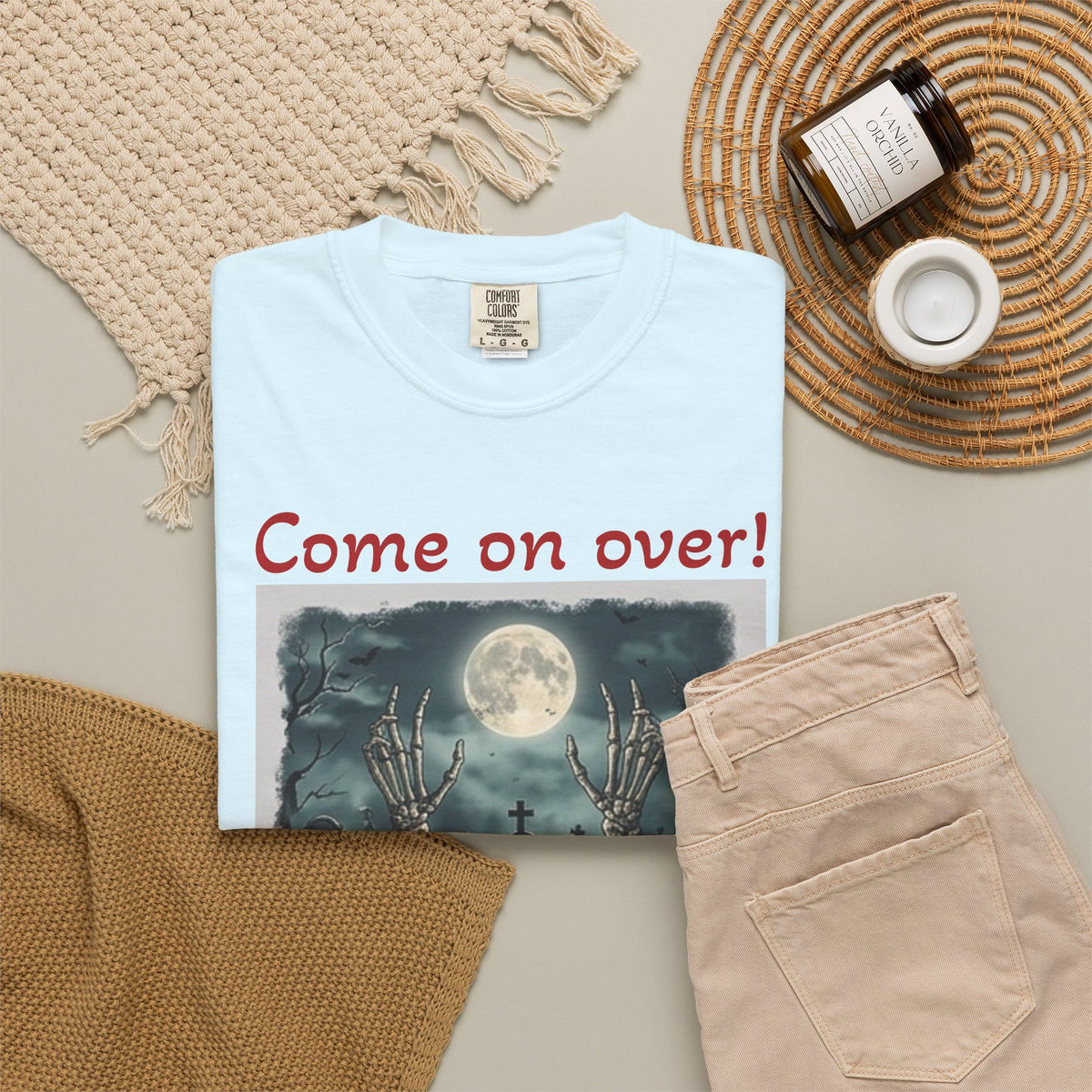 Come On Over! Funny Halloween T-Shirt — “My friends are dying to eat you, I mean, meet you.”