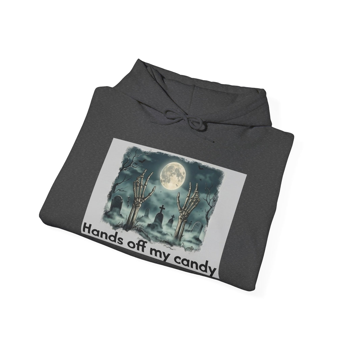 Hoodie — 'Hands Off My Candy' Halloween Moonlit Graveyard Graphic