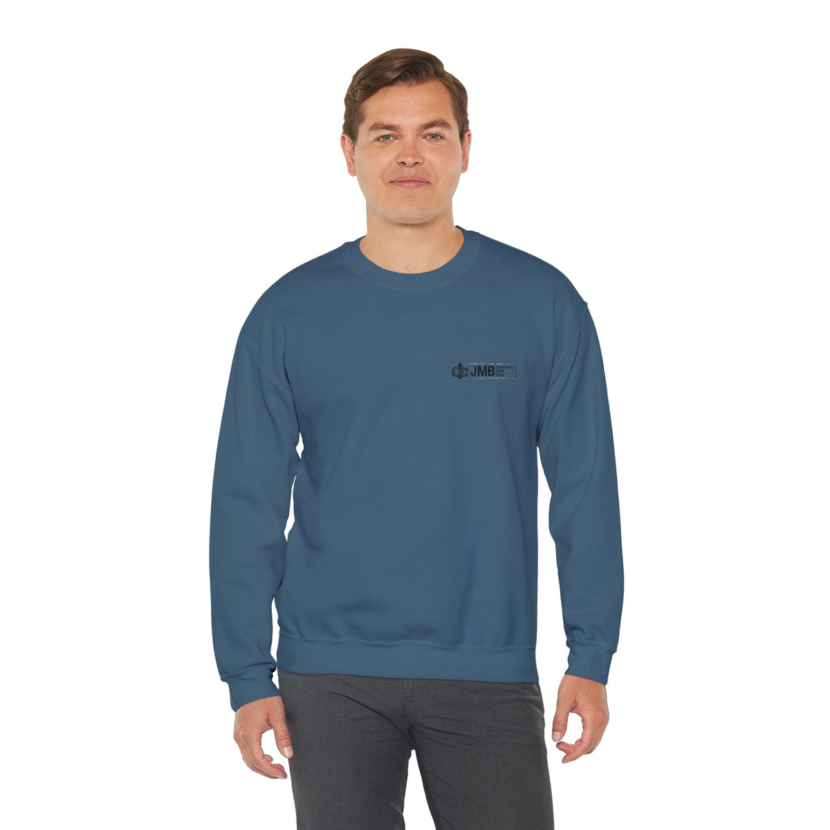 JMB Community Print Shop Embroidered Crewneck Sweatshirt — Logo Chest Design