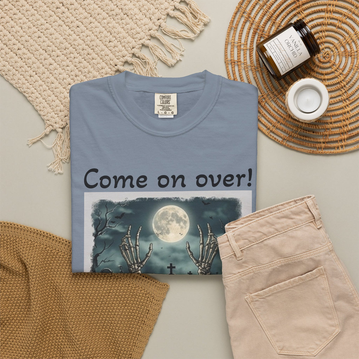 Come On Over! Funny Halloween T-Shirt — “My friends are dying to eat you, I mean, meet you.”