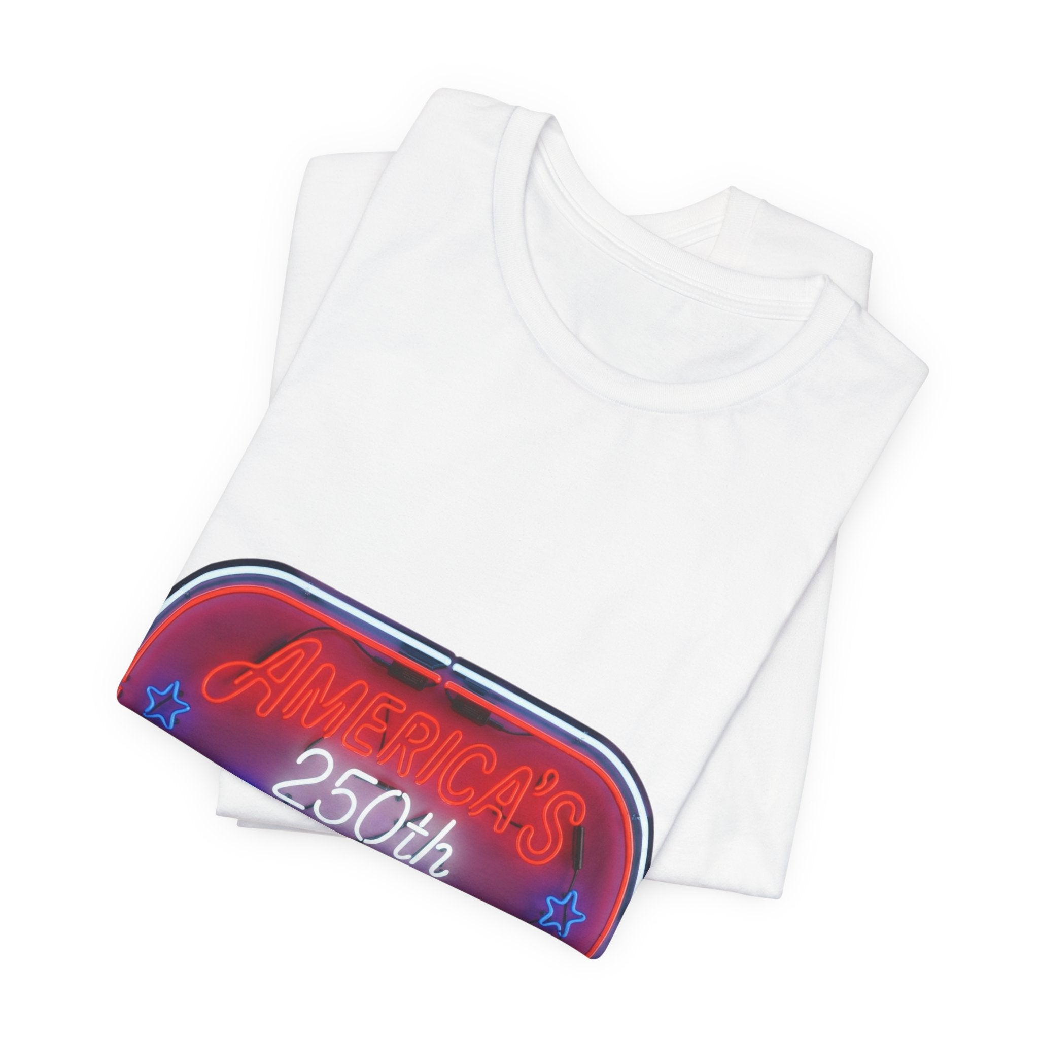 250th Birthday Neon Sign Tee — Retro Birthday Graphic T-Shirt