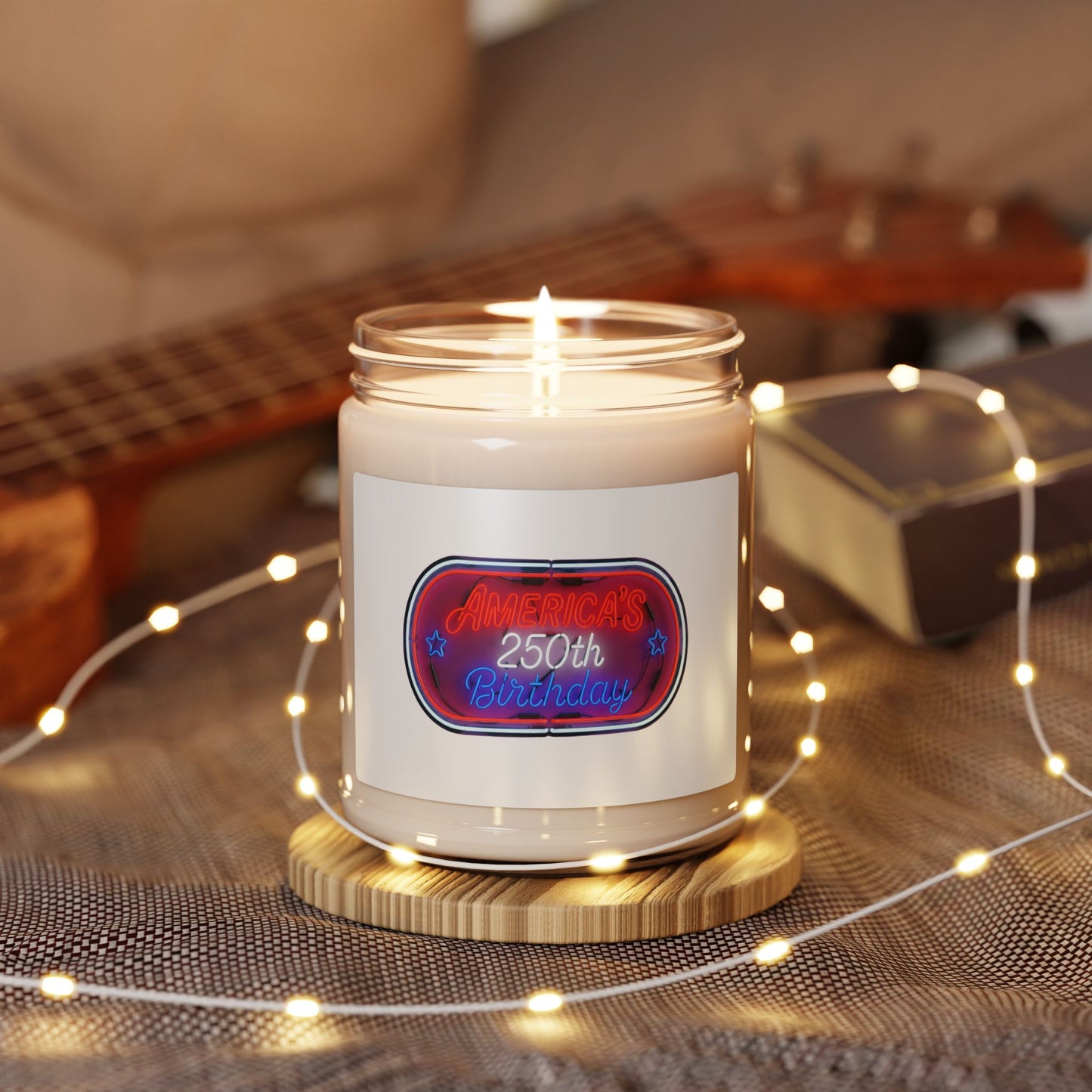 Scented Soy Candle — '250th Birthday' Neon Sign Design, 9 oz
