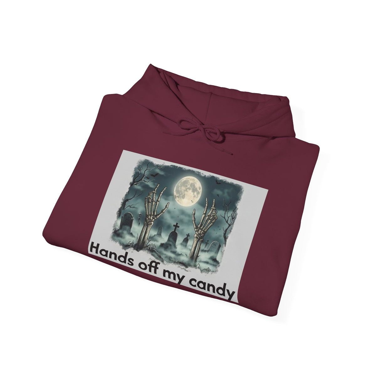 Hoodie — 'Hands Off My Candy' Halloween Moonlit Graveyard Graphic