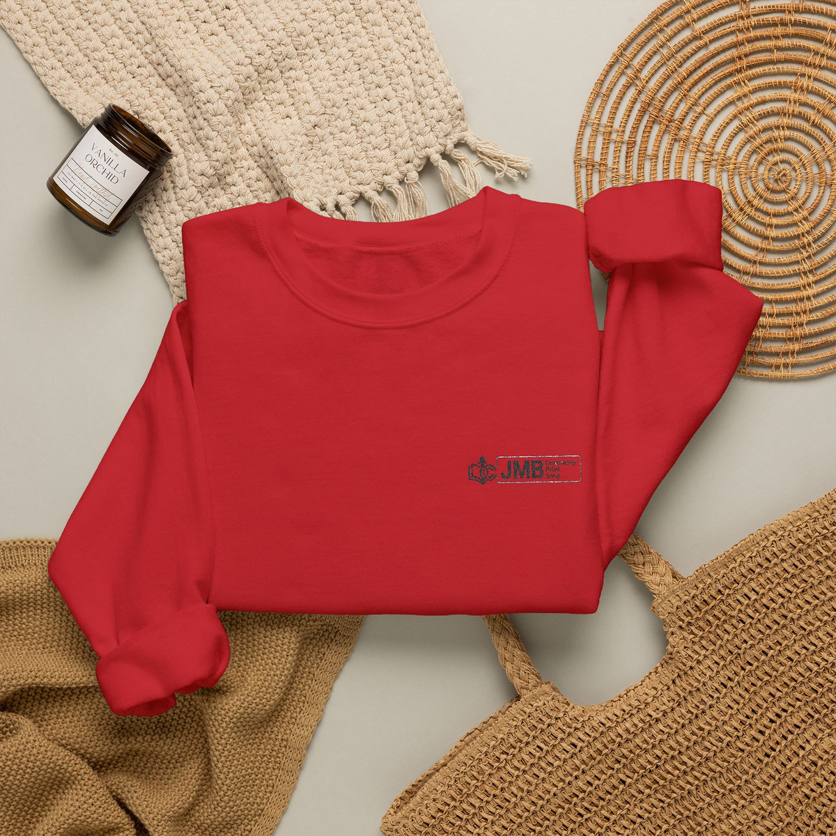 JMB Community Print Shop Embroidered Crewneck Sweatshirt — Logo Chest Design
