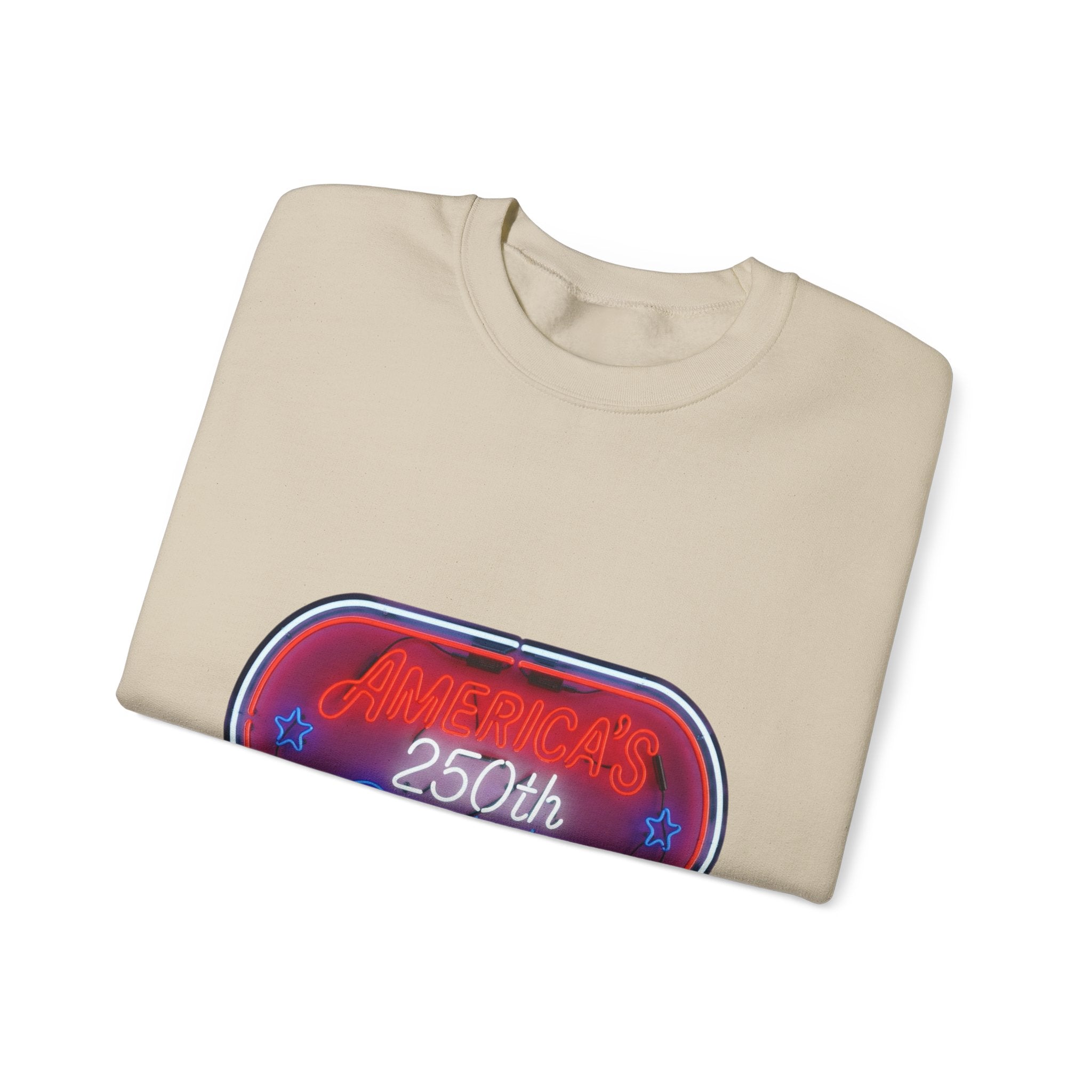 250th Birthday Neon Sign Crewneck Sweatshirt