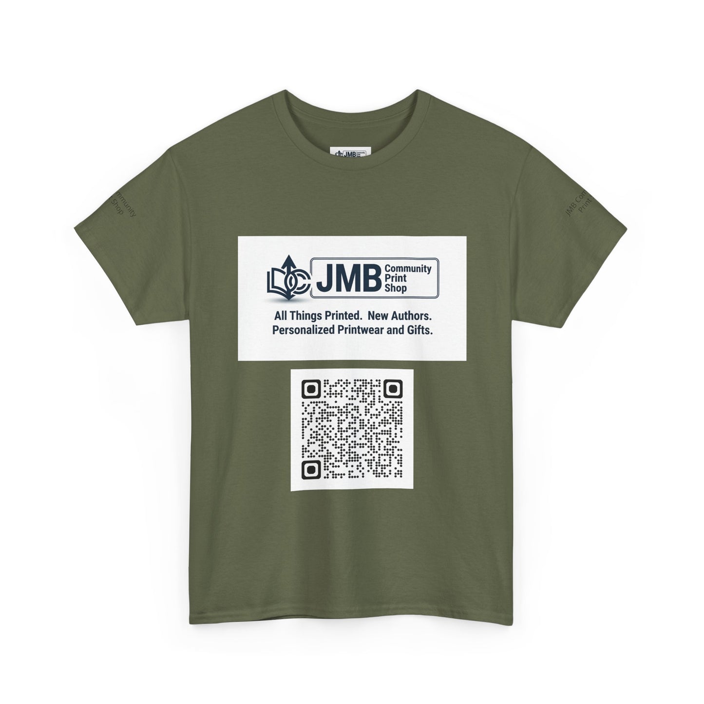 JMB Community Print Shop Logo Tee — Personalized Print & New Authors Promotional T‑Shirt