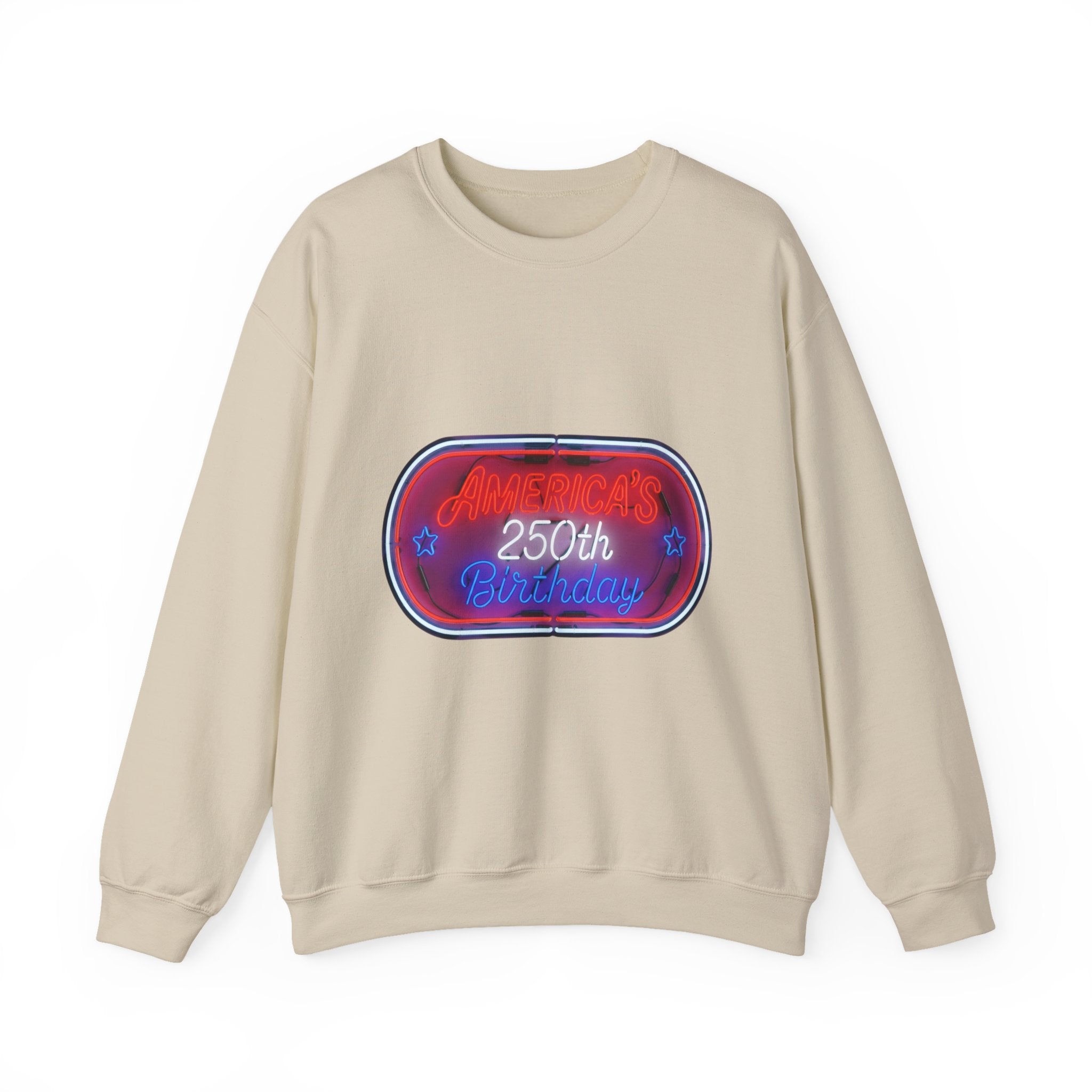 250th Birthday Neon Sign Crewneck Sweatshirt