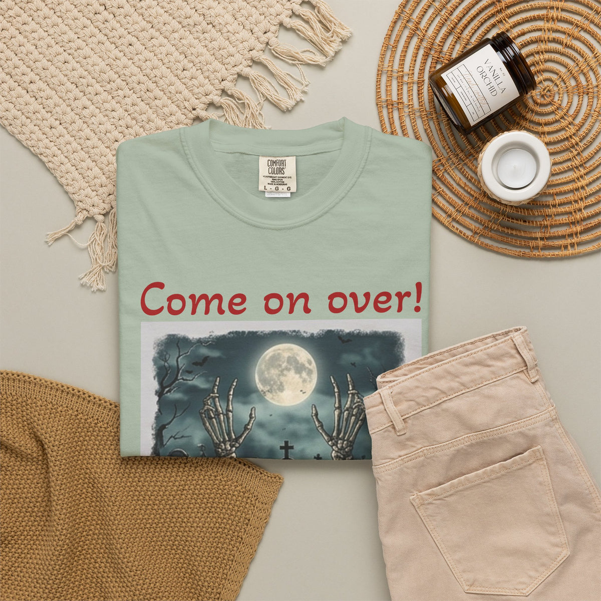 Come On Over! Funny Halloween T-Shirt — “My friends are dying to eat you, I mean, meet you.”