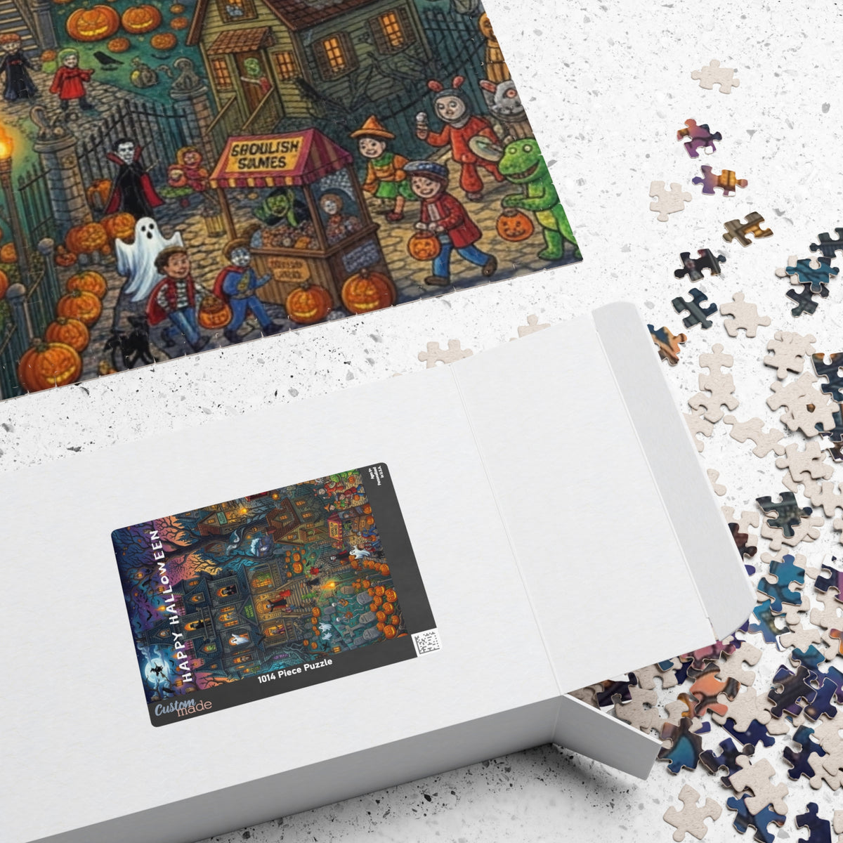 Happy Halloween Haunted House Puzzle – Spooky Pumpkin Patch Jigsaw (110–1014 pcs)
