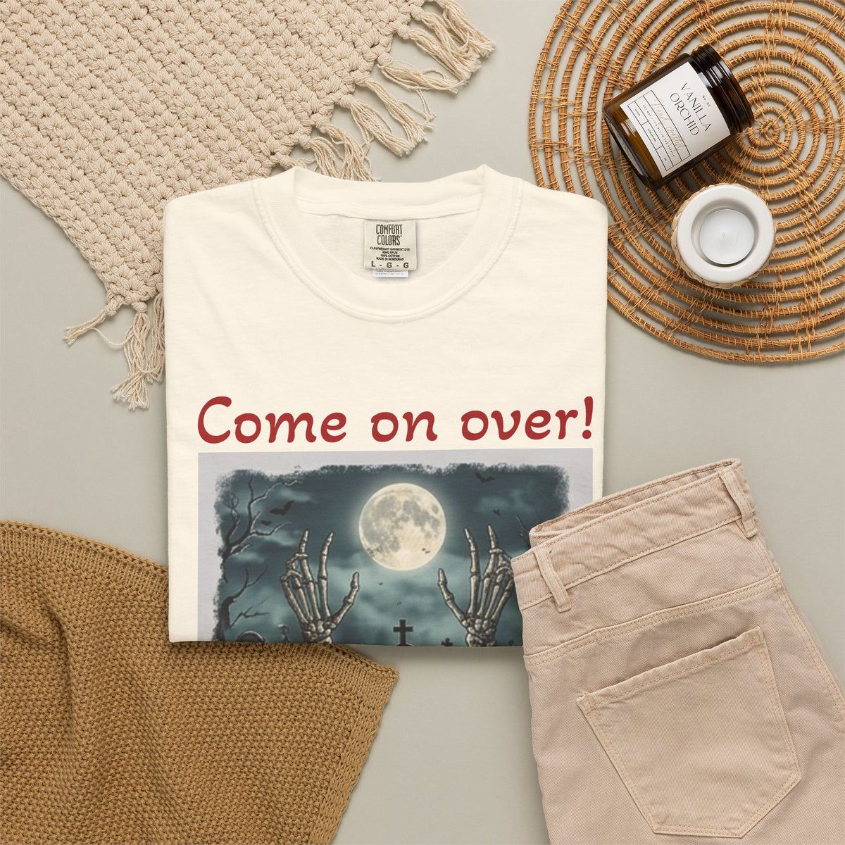 Come On Over! Funny Halloween T-Shirt — “My friends are dying to eat you, I mean, meet you.”