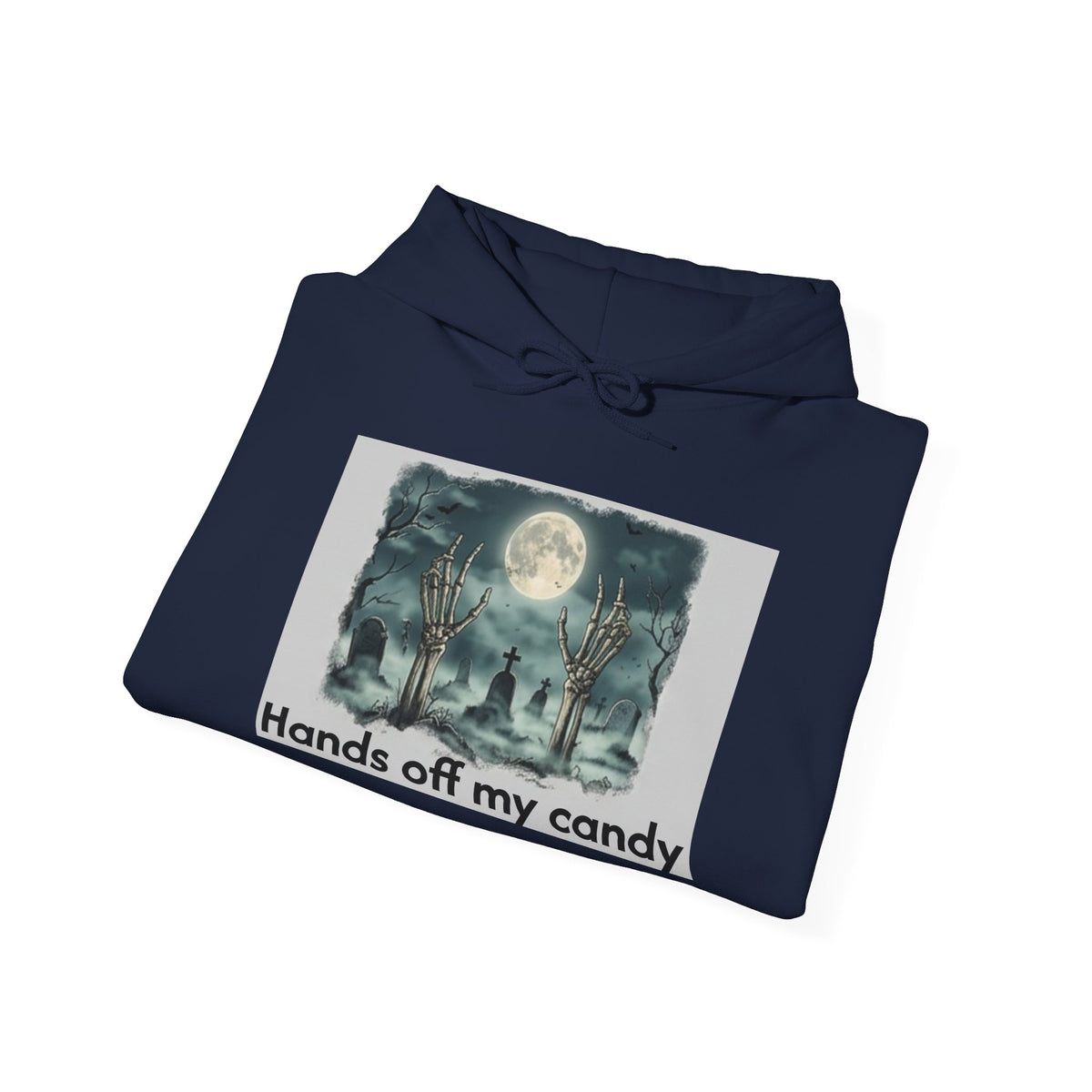 Hoodie — 'Hands Off My Candy' Halloween Moonlit Graveyard Graphic