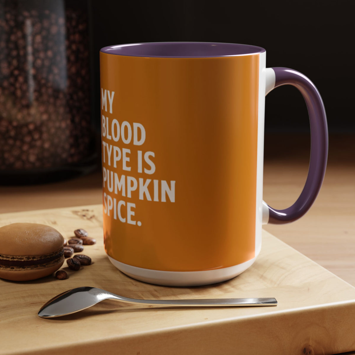 Pumpkin Spice Skull Coffee Mug — “My Blood Type Is Pumpkin Spice” Accent Mug