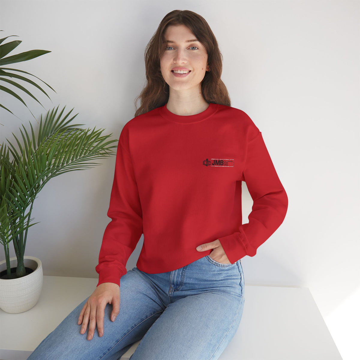 JMB Community Print Shop Embroidered Crewneck Sweatshirt — Logo Chest Design