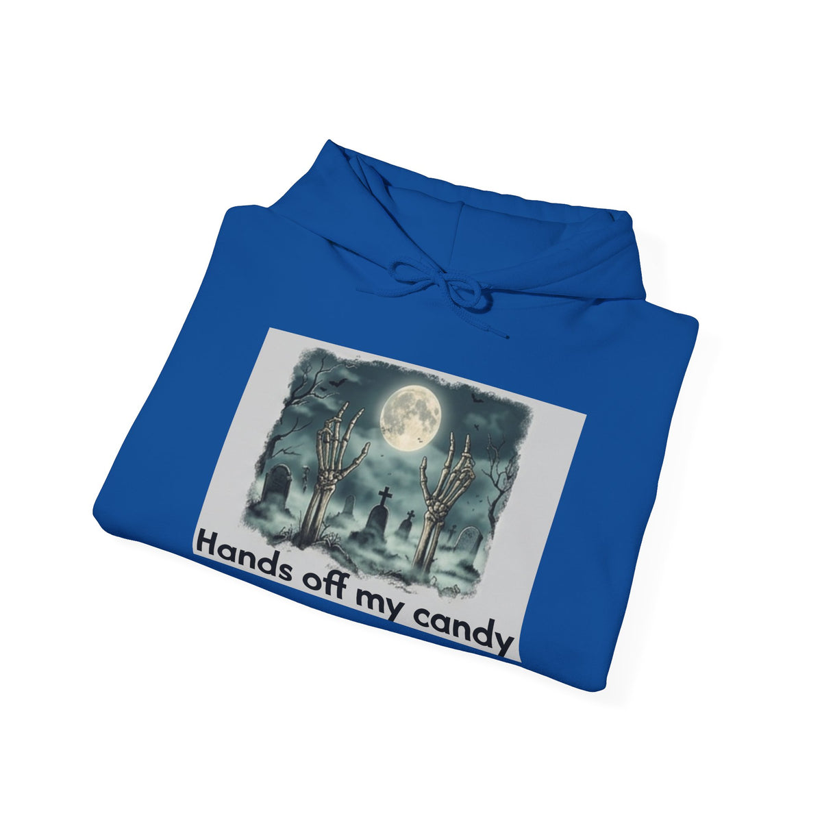 Hoodie — 'Hands Off My Candy' Halloween Moonlit Graveyard Graphic
