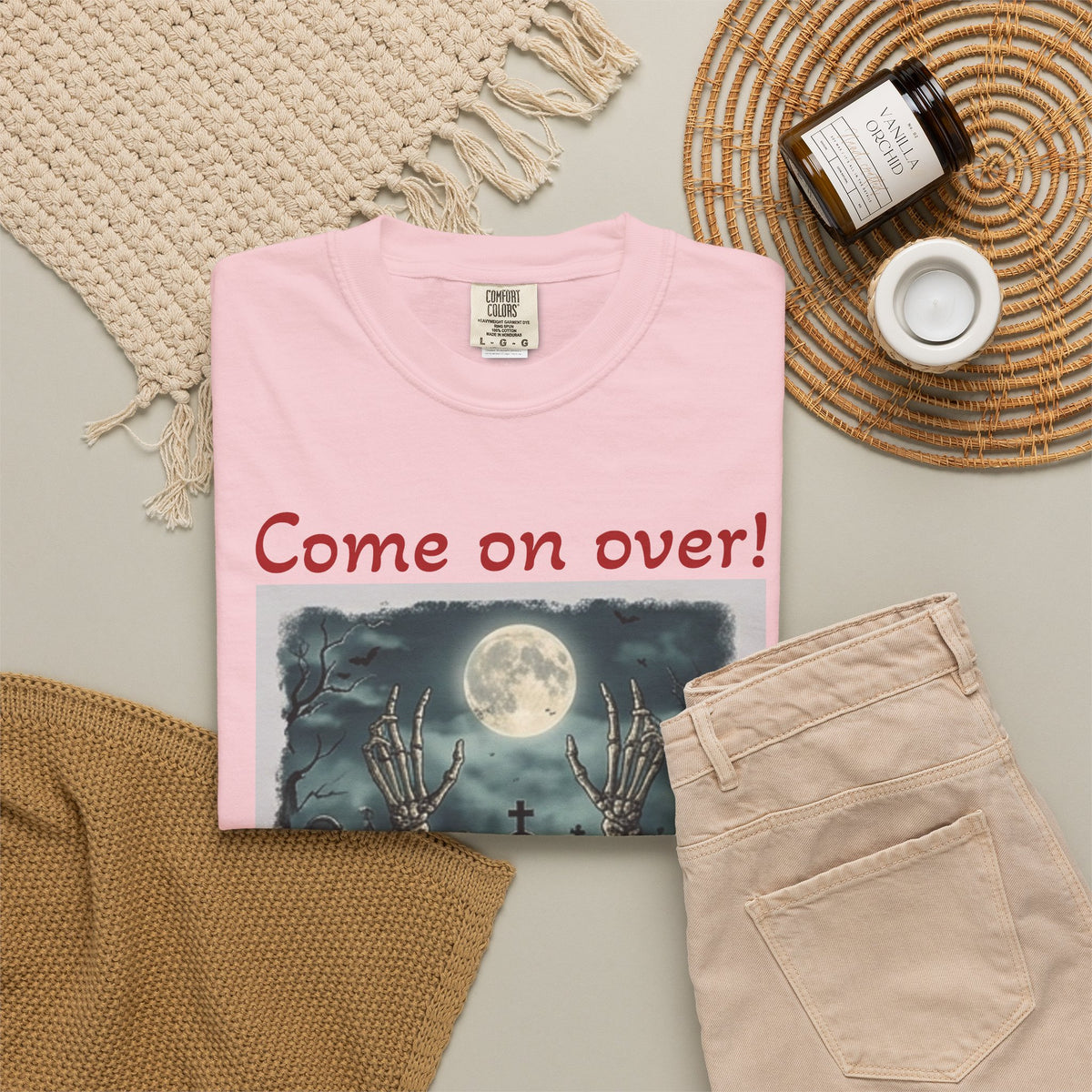 Come On Over! Funny Halloween T-Shirt — “My friends are dying to eat you, I mean, meet you.”