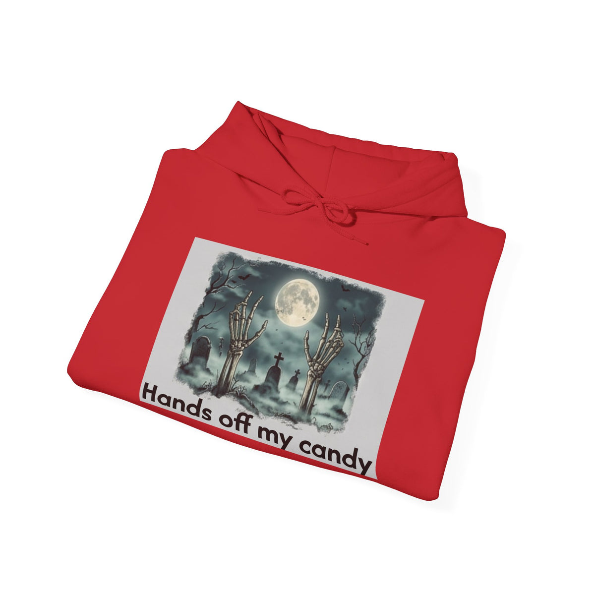 Hoodie — 'Hands Off My Candy' Halloween Moonlit Graveyard Graphic